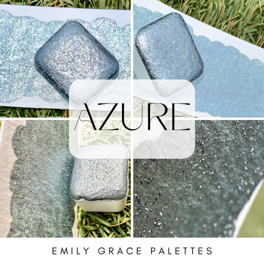 Azure | Christmas Theme | LIMITEDCOLOR | Handmade Watercolors | Handmade Paint | Calligraphy | reflective glitter