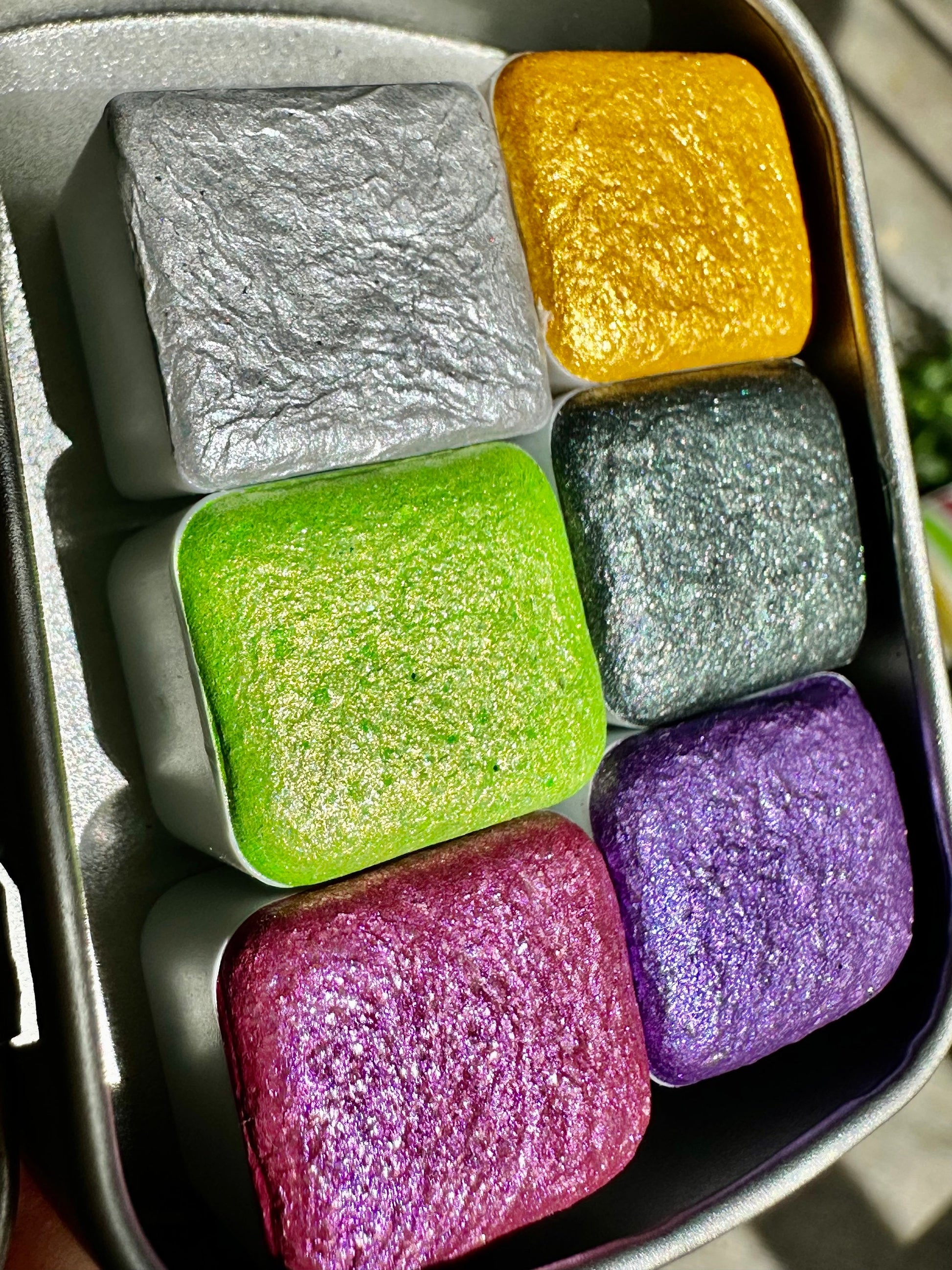 Exotic fruit Series SET | Handmade Watercolors | Handmade Paint | Shimmer Paint | Colorshift | Shimmer Watercolors | Tin Included