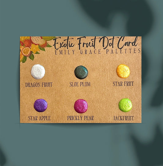 Exotic fruit Series Card | Handmade Watercolors | Handmade Paint | Shimmer Paint | Colorshift | Dot Cards | Sample