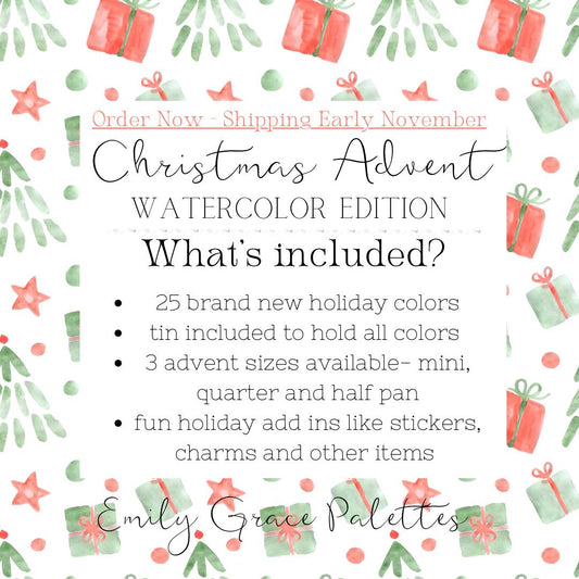 Holiday Advent Calendar | 2024 | Handmade Watercolors | Handmade Paint | Watercolors | Watercolor Artist | Handmade Cards |