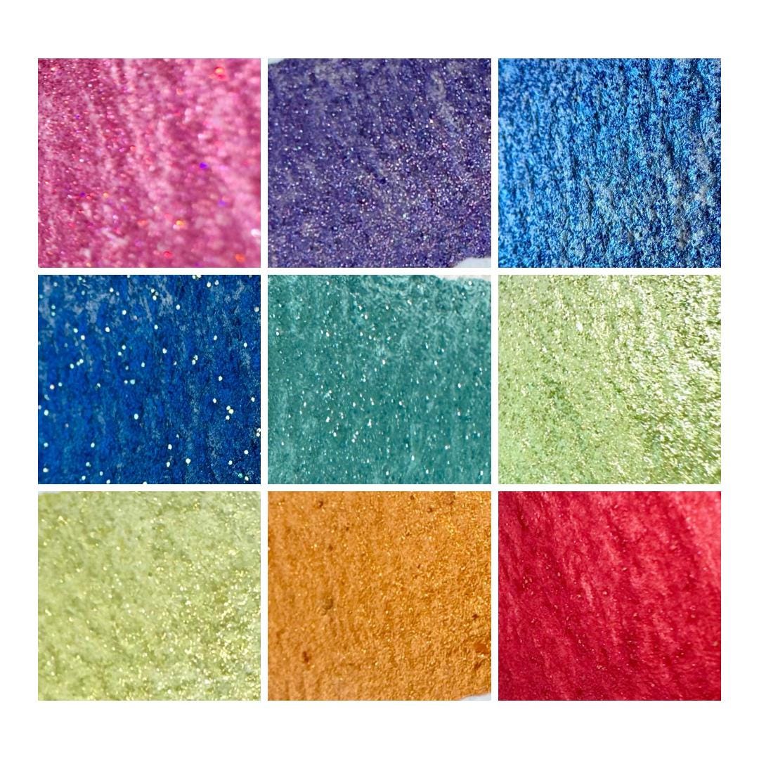 Suppressed Emotions Set - Half Pan, Dot Card & Mini | Mica Glitter Mix | Handmade Watercolors | Handmade Paint | Calligraphy | Lettering |