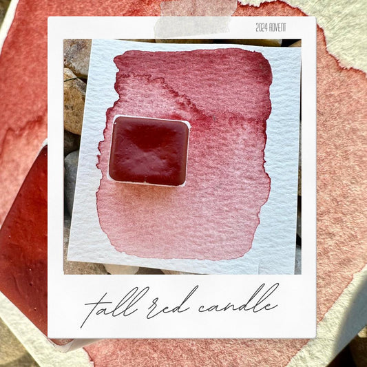 Tall red candle - Holiday Advent Single Colors | Handmade Watercolors | Handmade Paint | Watercolors | Watercolor Artist | Handmade Cards |