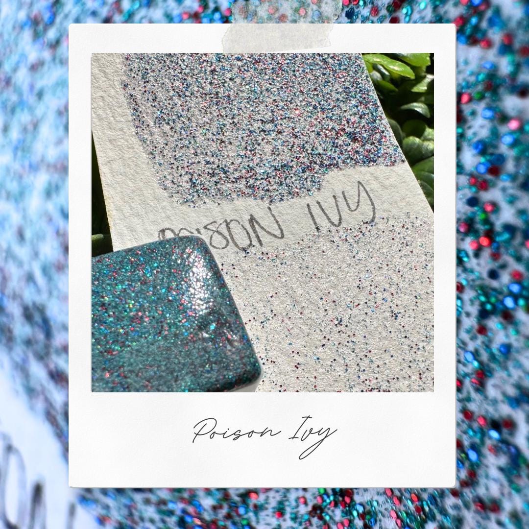Poison Ivy | Handmade Watercolors | Handmade Paint | Watercolors | Watercolor Glitter | Handmade Cards | Calligraphy | Lettering