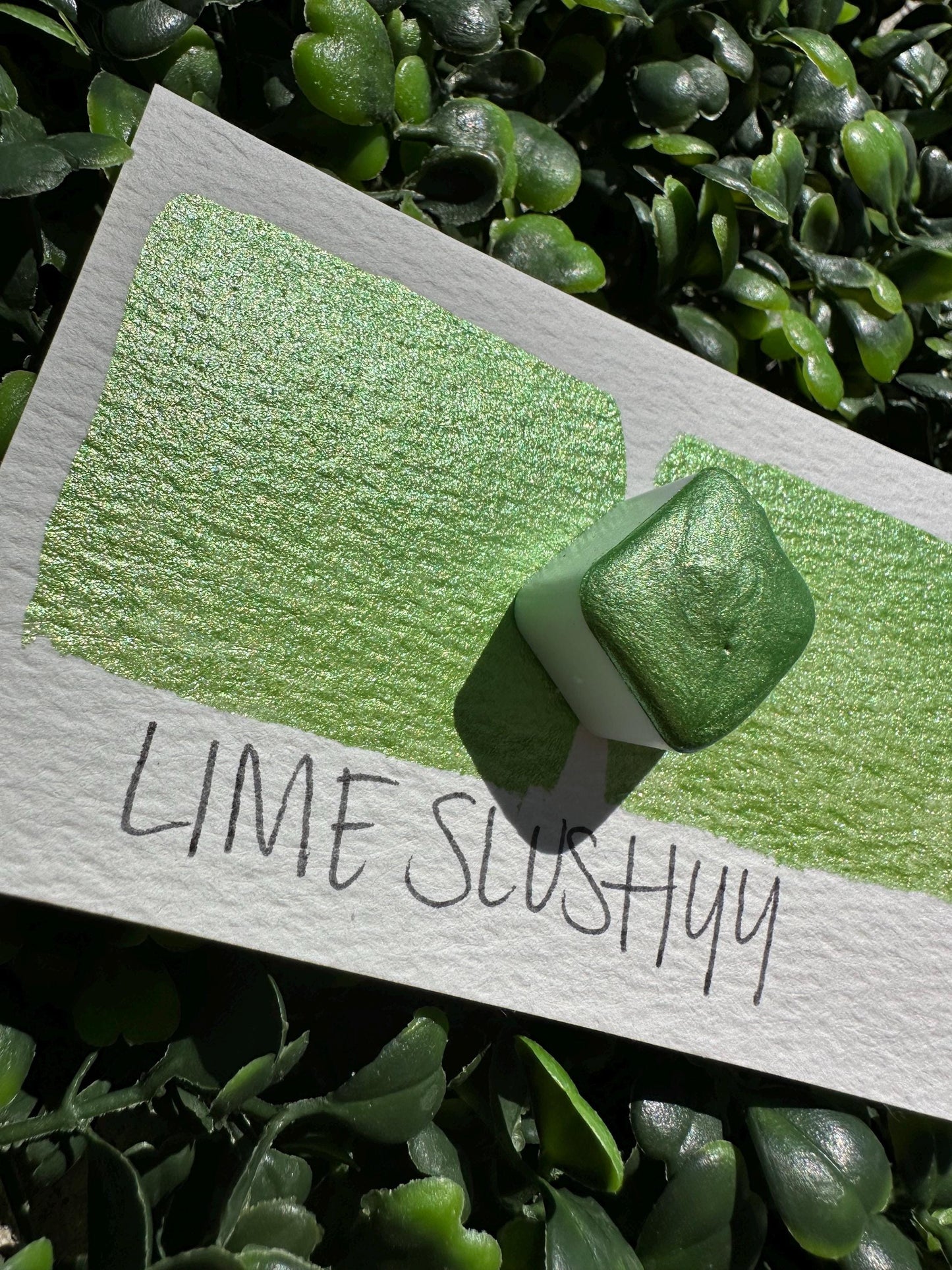 Lime Slushie | Handmade Watercolors | Handmade Paint | Watercolors | Watercolor Artist | Handmade Cards | Glitter Watercolors |