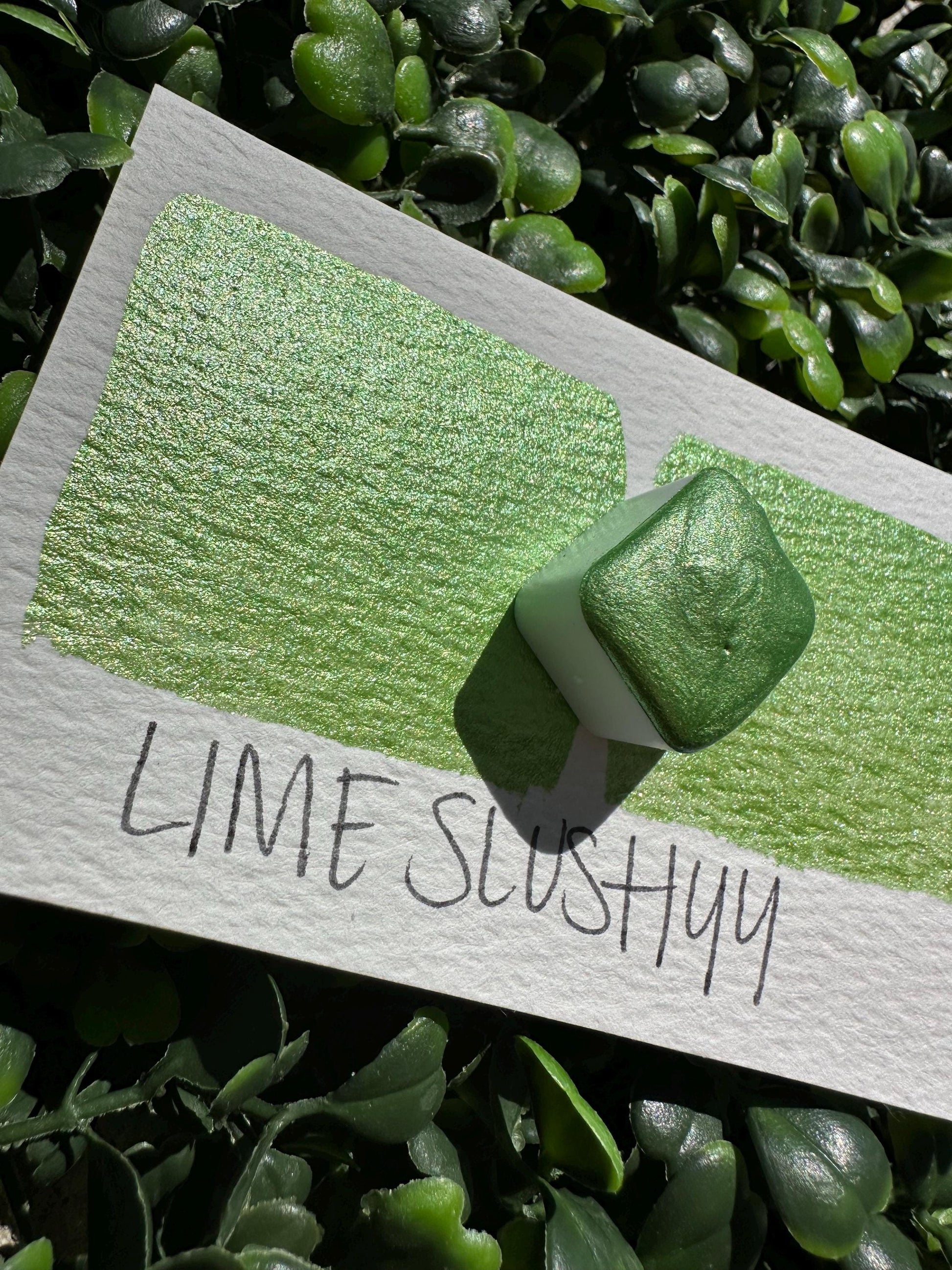 Lime Slushie | Handmade Watercolors | Handmade Paint | Watercolors | Watercolor Artist | Handmade Cards | Glitter Watercolors |