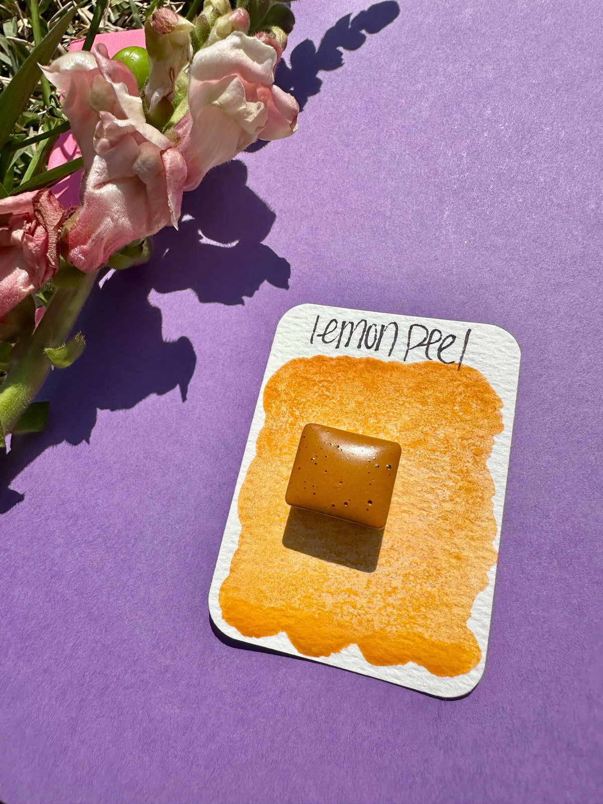 Lemon Peel | Handmade Watercolors | Granulating | Handmade Cards | Watercolor Florals | Matte Pigment | Half Pans | Orange