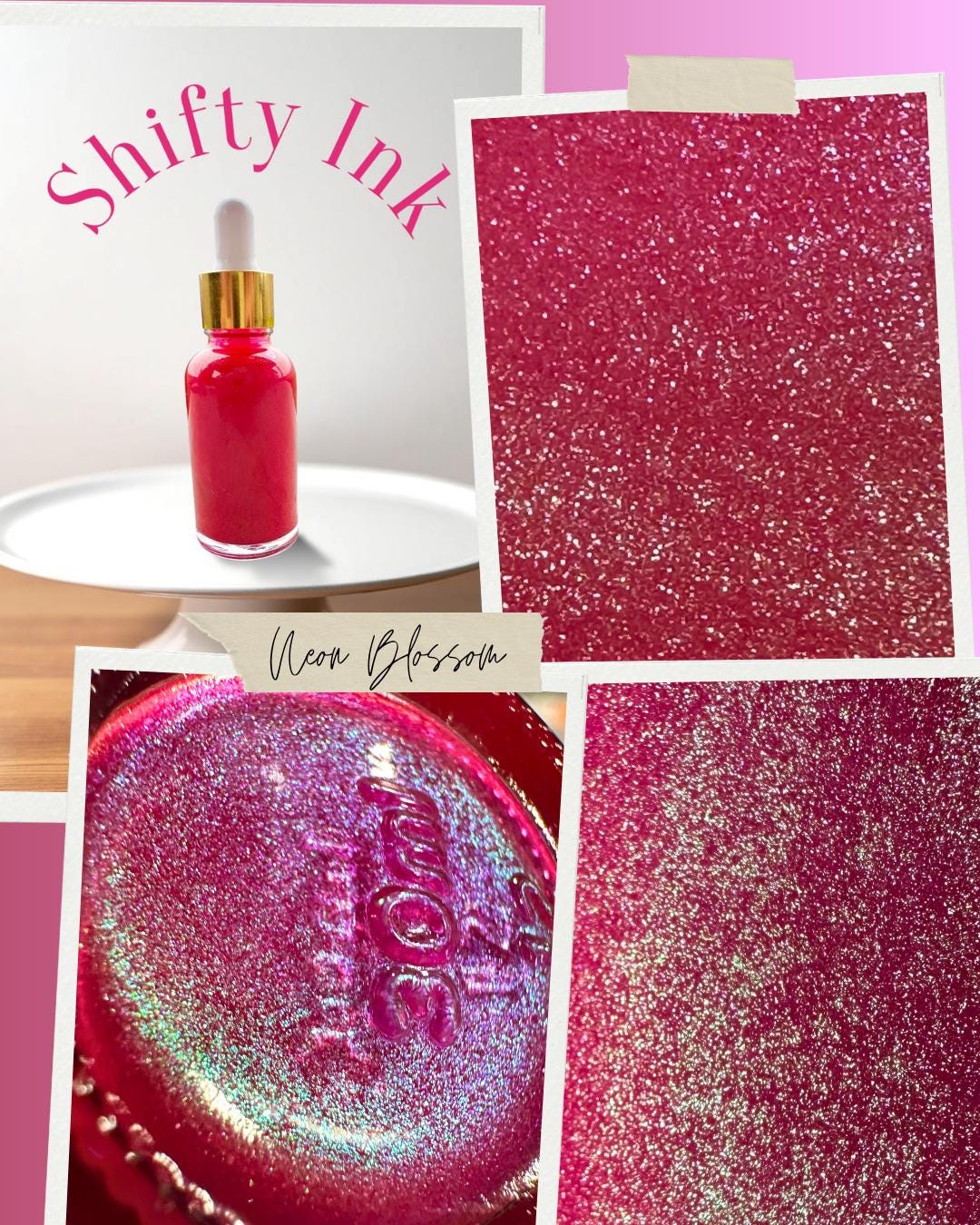 Neon Blossom | Shifting Ink | Handmade Ink | Calligrapby | Stencils | Handmade Cards| Watercolor Art | Colorshift Ink | Shimmer Ink