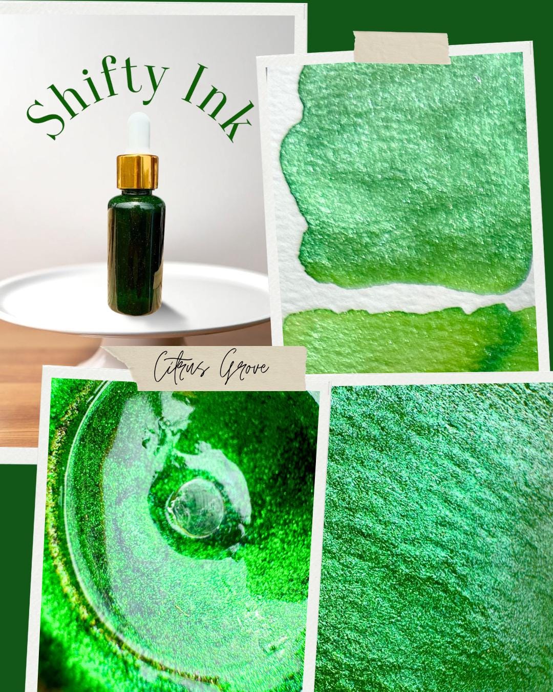 Citrus Grove | Shifting Ink | Handmade Ink | Calligrapby | Stencils | Handmade Cards| Watercolor Art | Colorshift Ink | Shimmer Ink
