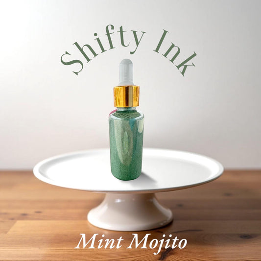 Mint Mojito | Shifting Ink | Handmade Ink | Calligrapby | Stencils | Handmade Cards| Watercolor Art | Colorshift Ink | Shimmer Ink