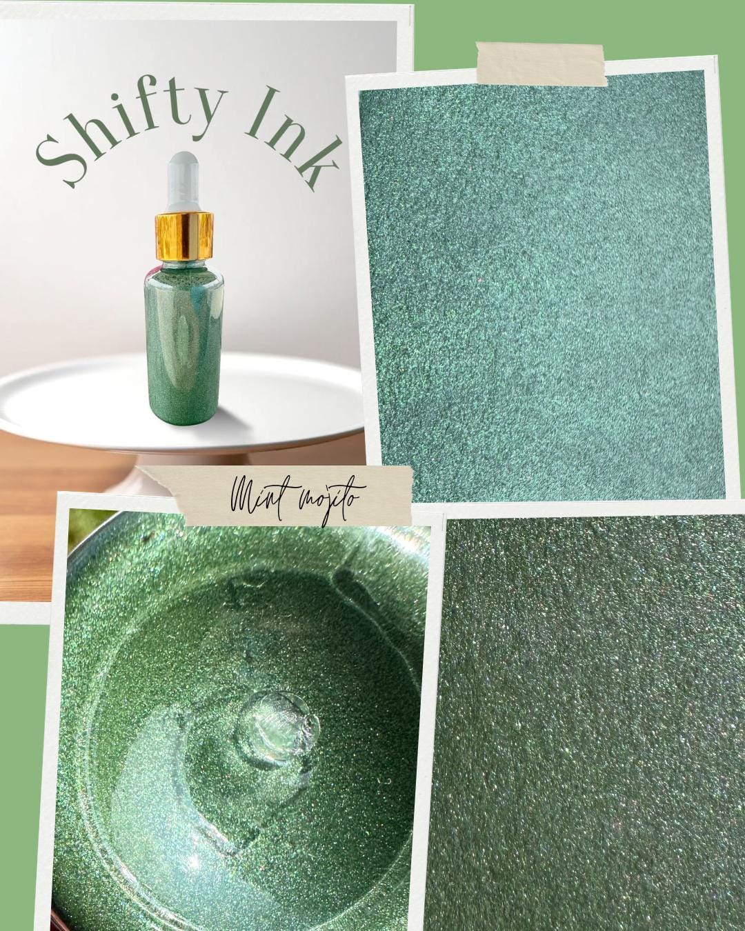 Mint Mojito | Shifting Ink | Handmade Ink | Calligrapby | Stencils | Handmade Cards| Watercolor Art | Colorshift Ink | Shimmer Ink