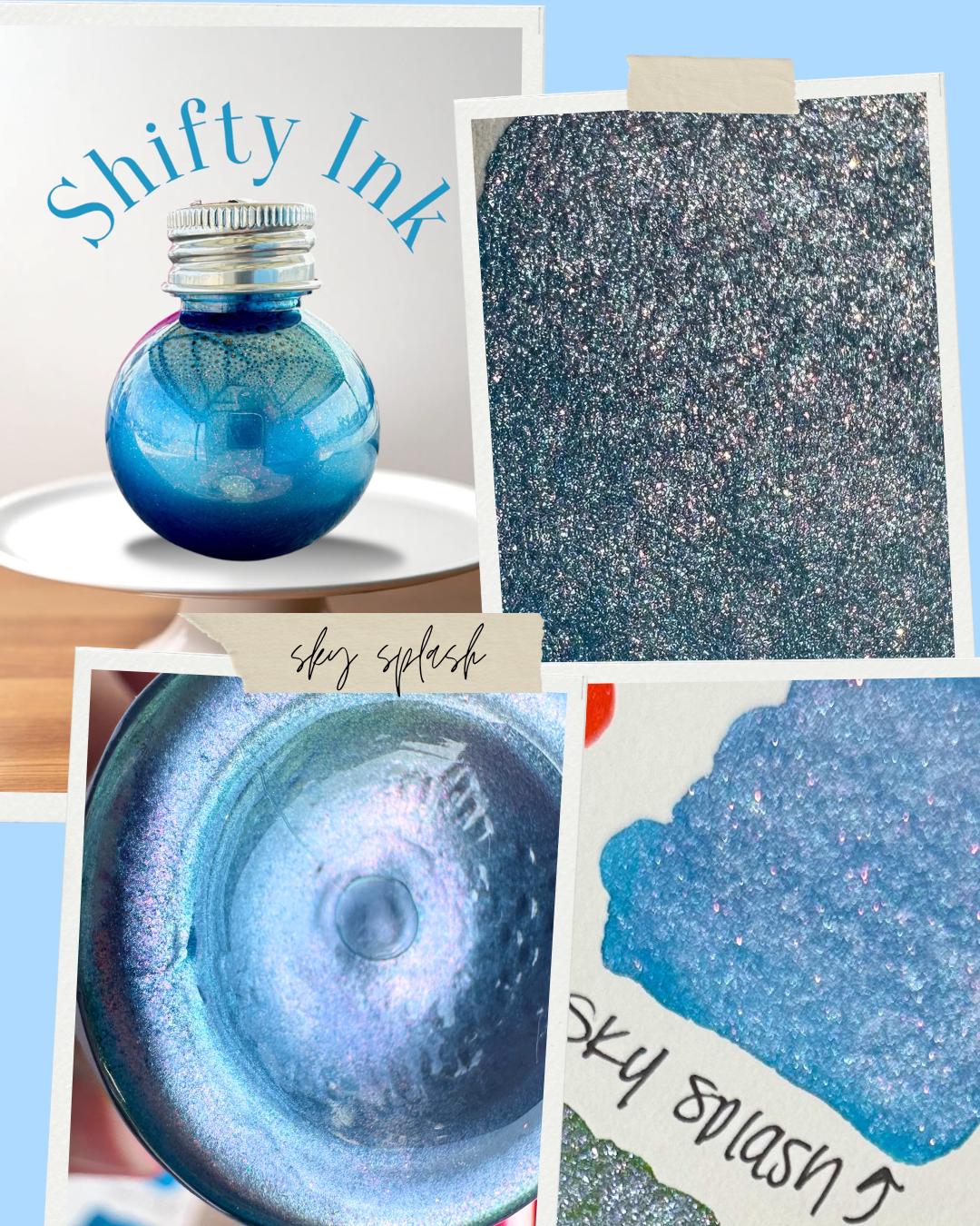 Sky Splash | Shifting Ink | Handmade Ink | Calligrapby | Stencils | Handmade Cards| Watercolor Art | Colorshift Ink | Shimmer Ink