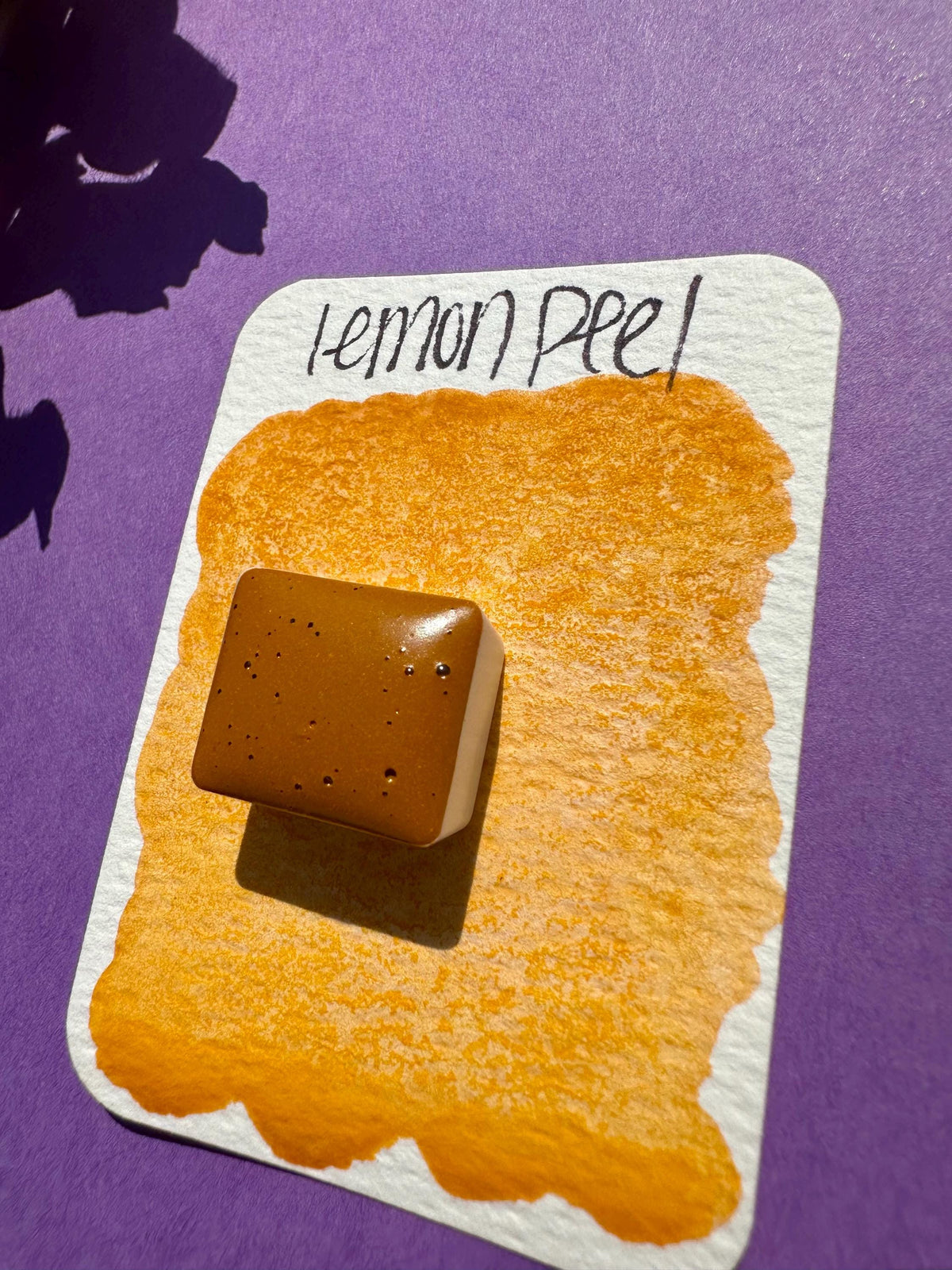 Lemon Peel | Handmade Watercolors | Granulating | Handmade Cards | Watercolor Florals | Matte Pigment | Half Pans | Orange