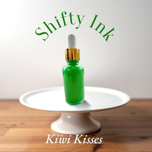 Kiwi Kisses | Shifting Ink | Handmade Ink | Calligrapby | Stencils | Handmade Cards| Watercolor Art | Colorshift Ink | Shimmer Ink