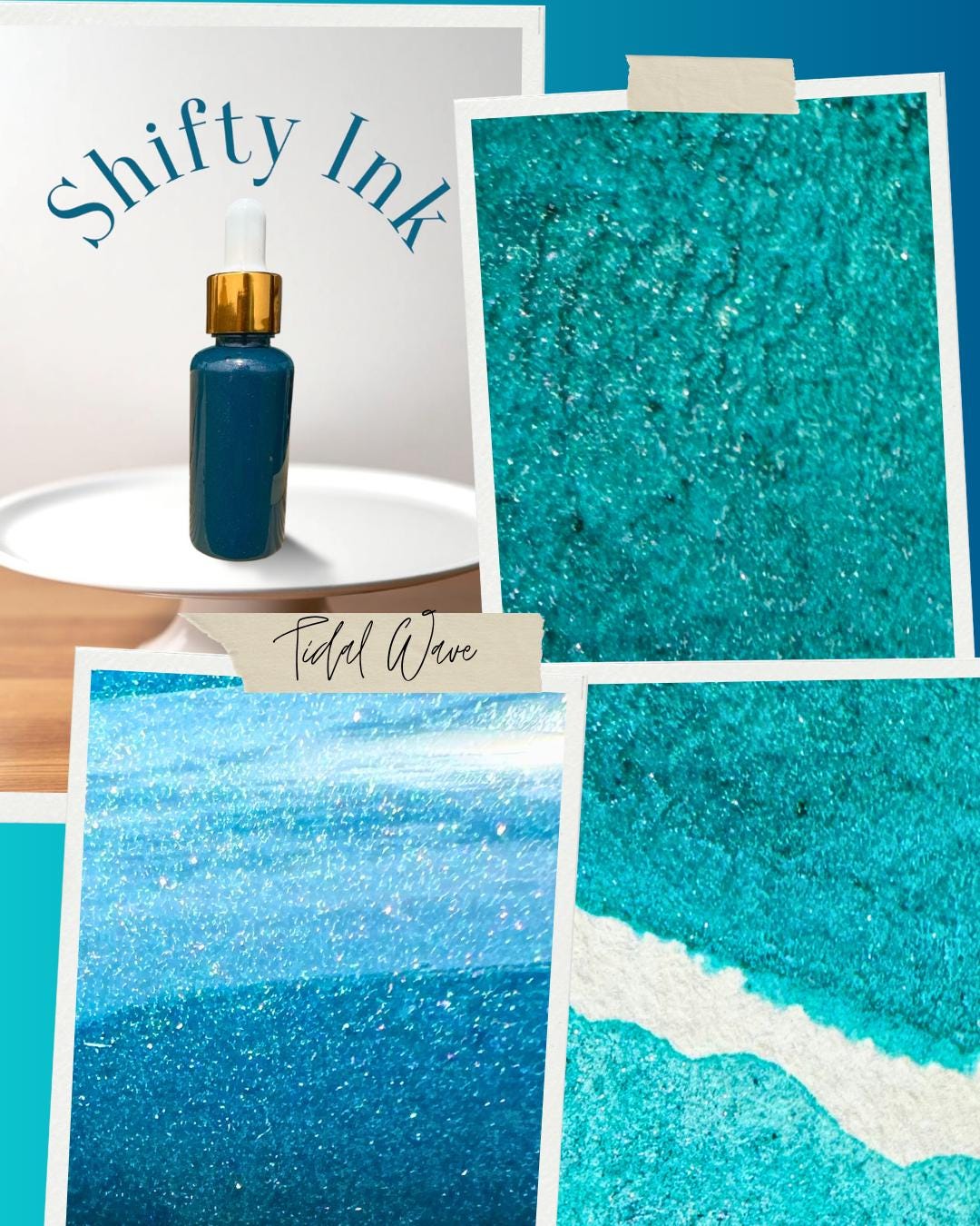 Tidal Wave | Shifting Ink | Handmade Ink | Calligrapby | Stencils | Handmade Cards| Watercolor Art | Colorshift Ink | Shimmer Ink
