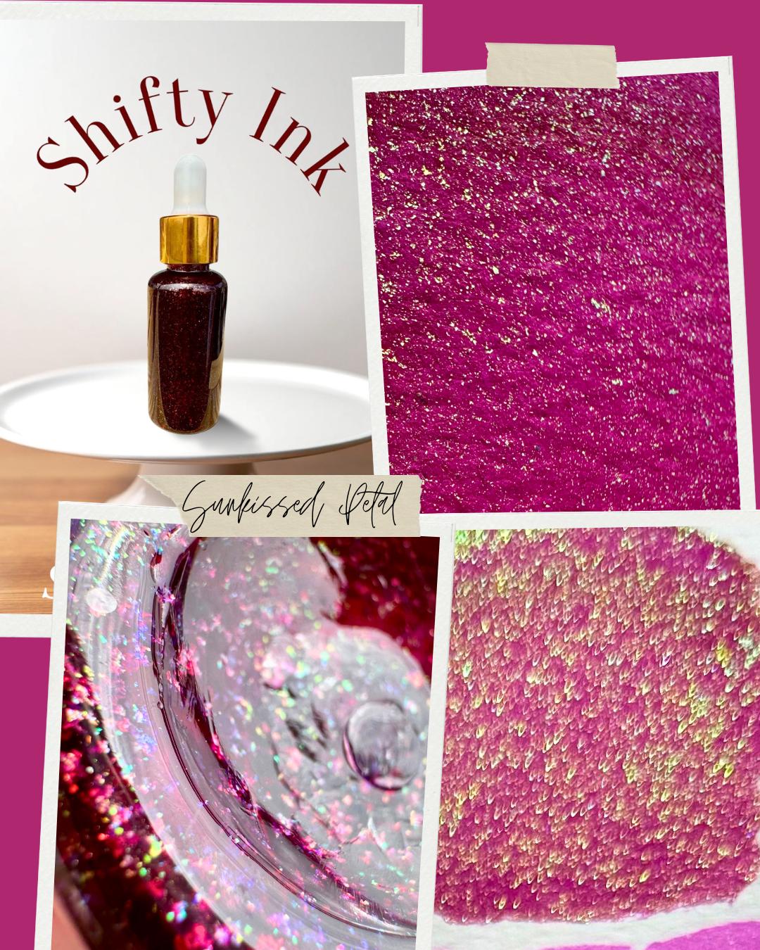 Sunkissed Petal | Shifting Ink | Handmade Ink | Calligrapby | Stencils | Handmade Cards| Watercolor Art | Colorshift Ink | Shimmer Ink