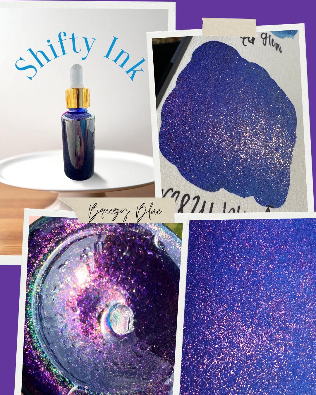Breezy Blue | Shifting Ink | Handmade Ink | Calligrapby | Stencils | Handmade Cards| Watercolor Art | Colorshift Ink | Shimmer Ink