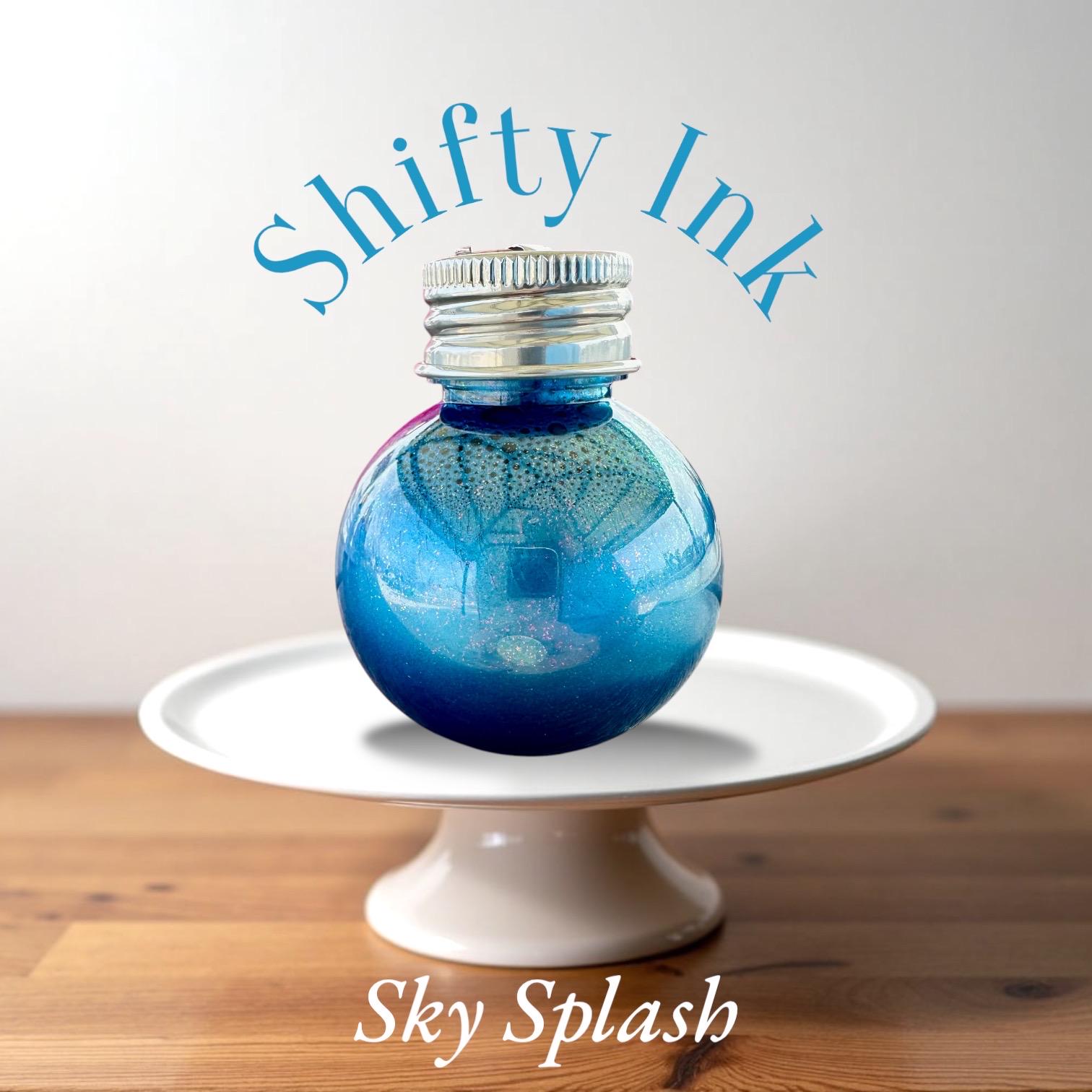 Sky Splash | Shifting Ink | Handmade Ink | Calligrapby | Stencils | Handmade Cards| Watercolor Art | Colorshift Ink | Shimmer Ink