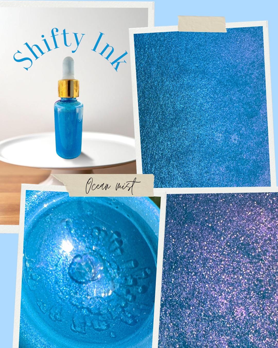 Ocean Mist | Shifting Ink | Handmade Ink | Calligrapby | Stencils | Handmade Cards| Watercolor Art | Colorshift Ink | Shimmer Ink