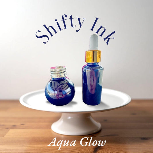 Aqua Glow | Shifting Ink | Handmade Ink | Calligrapby | Stencils | Handmade Cards| Watercolor Art | Colorshift Ink | Shimmer Ink