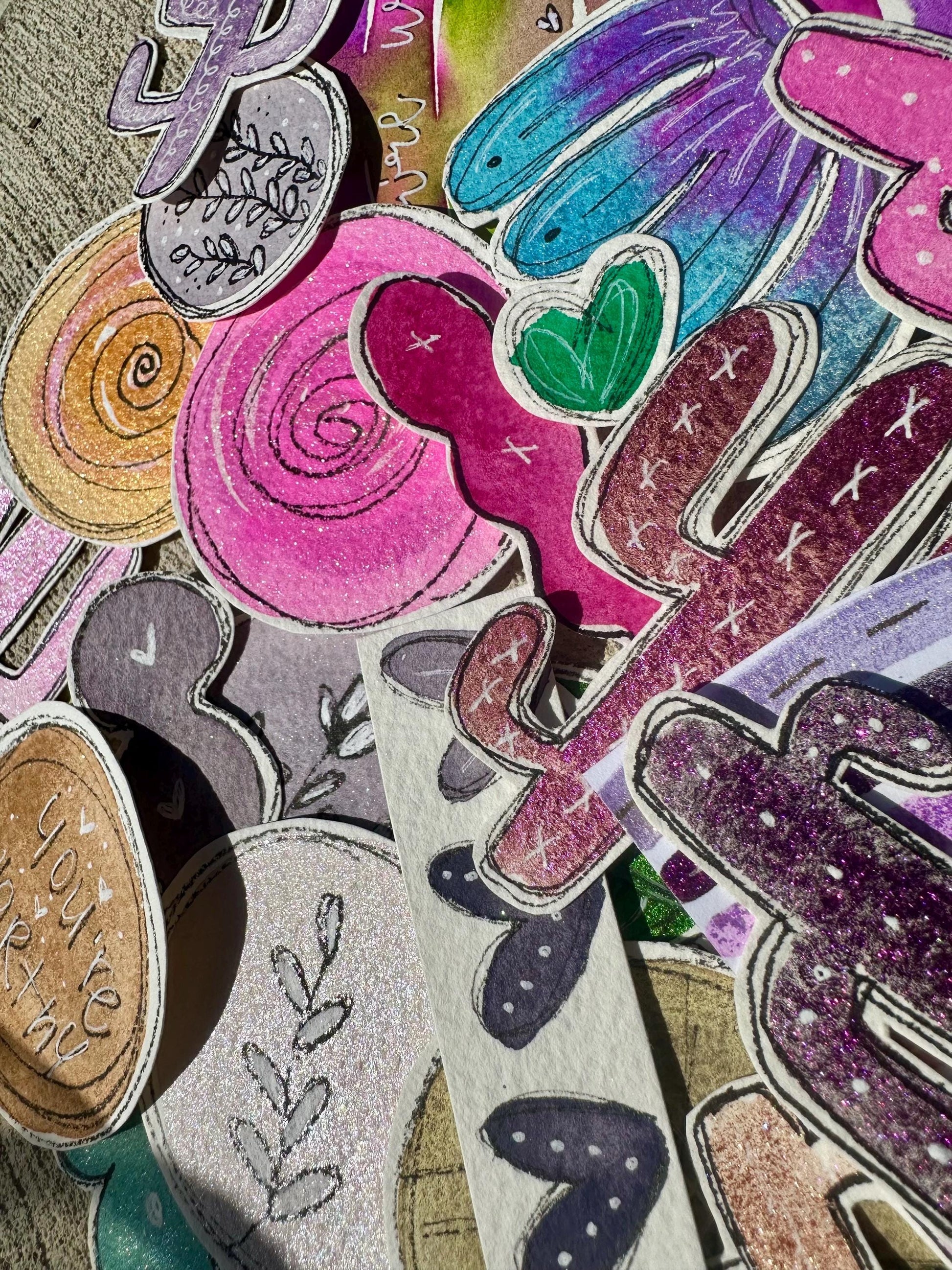 Hand Painted & Cut Ephemera GRAB BAG , Collage, Grab Bag, Beautiful unique pieces w/Floral + more. Junk Journal, Card Making, Mixed Media