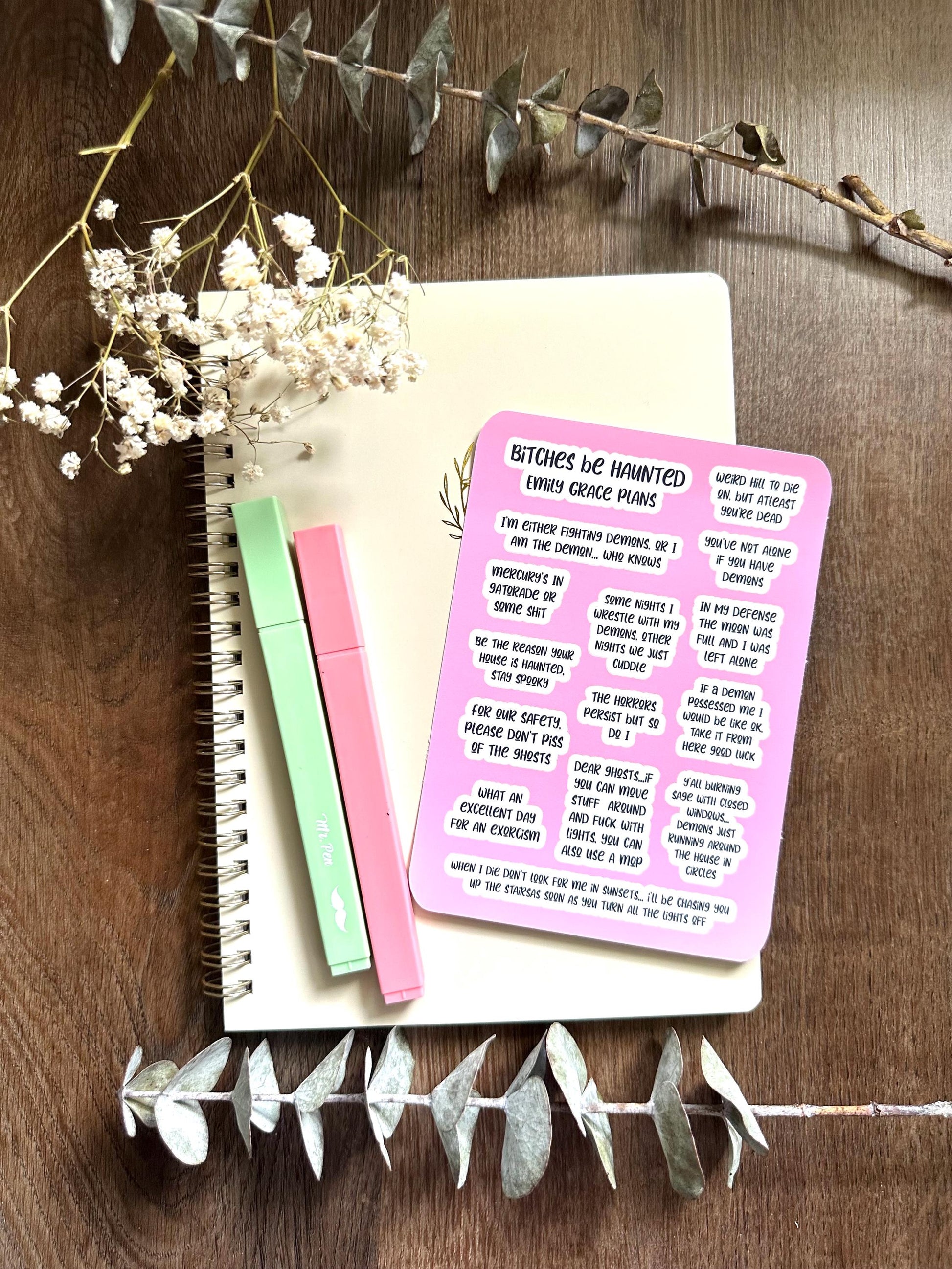 Bitches Be Haunted - Snarky Sticker Sheet - Embrace Your Inner Sass! Planner stickers, planner embellishments, curse words, dark humor