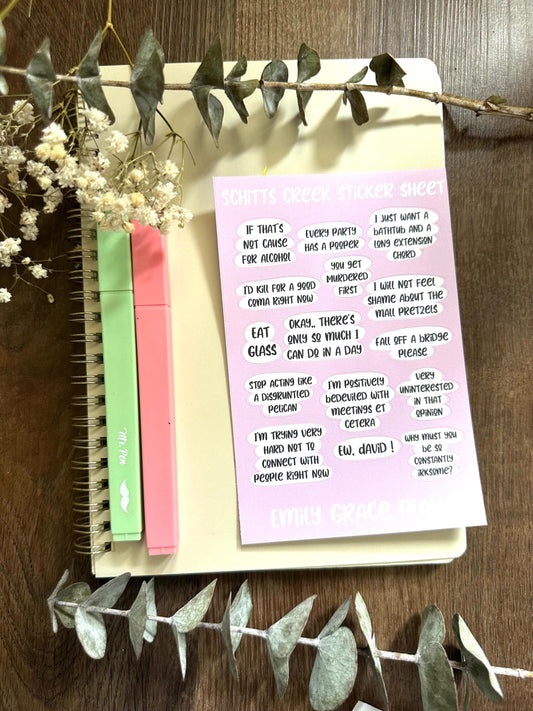 Schit-ts Creek - **B GRADE Sheet** - Embrace Your Inner Sass! Planner stickers, planner embellishments, curse words, dark humor, David Rose