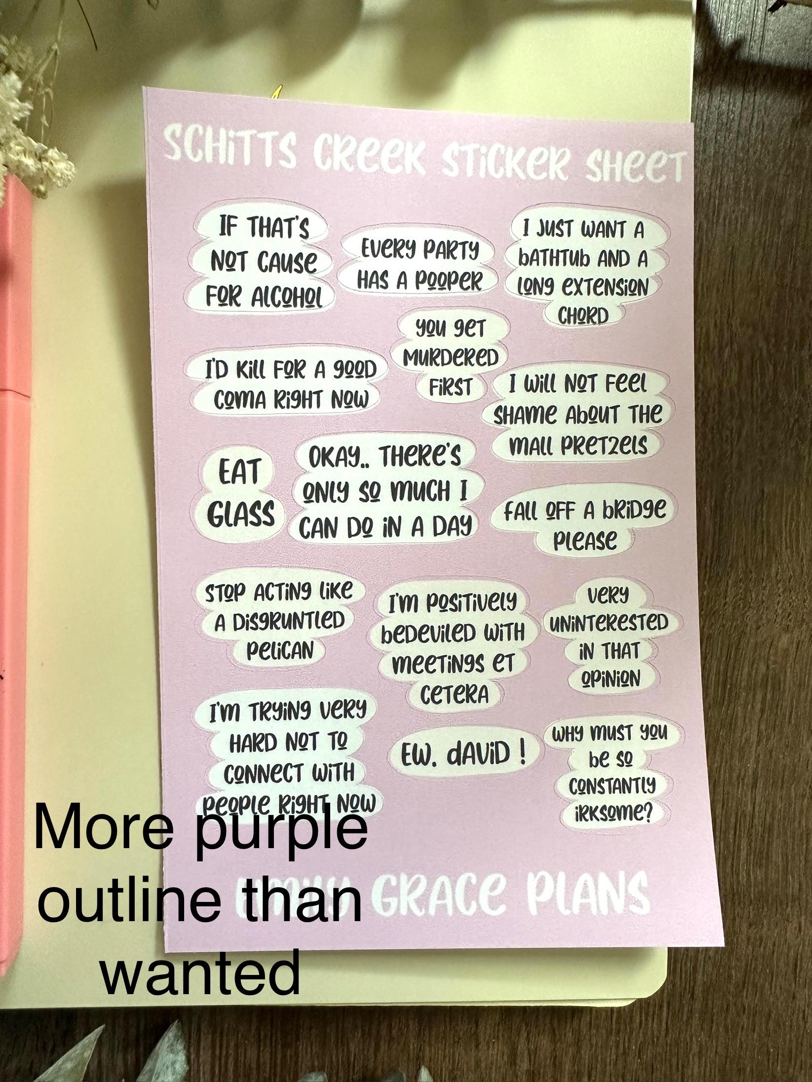 Schit-ts Creek - **B GRADE Sheet** - Embrace Your Inner Sass! Planner stickers, planner embellishments, curse words, dark humor, David Rose