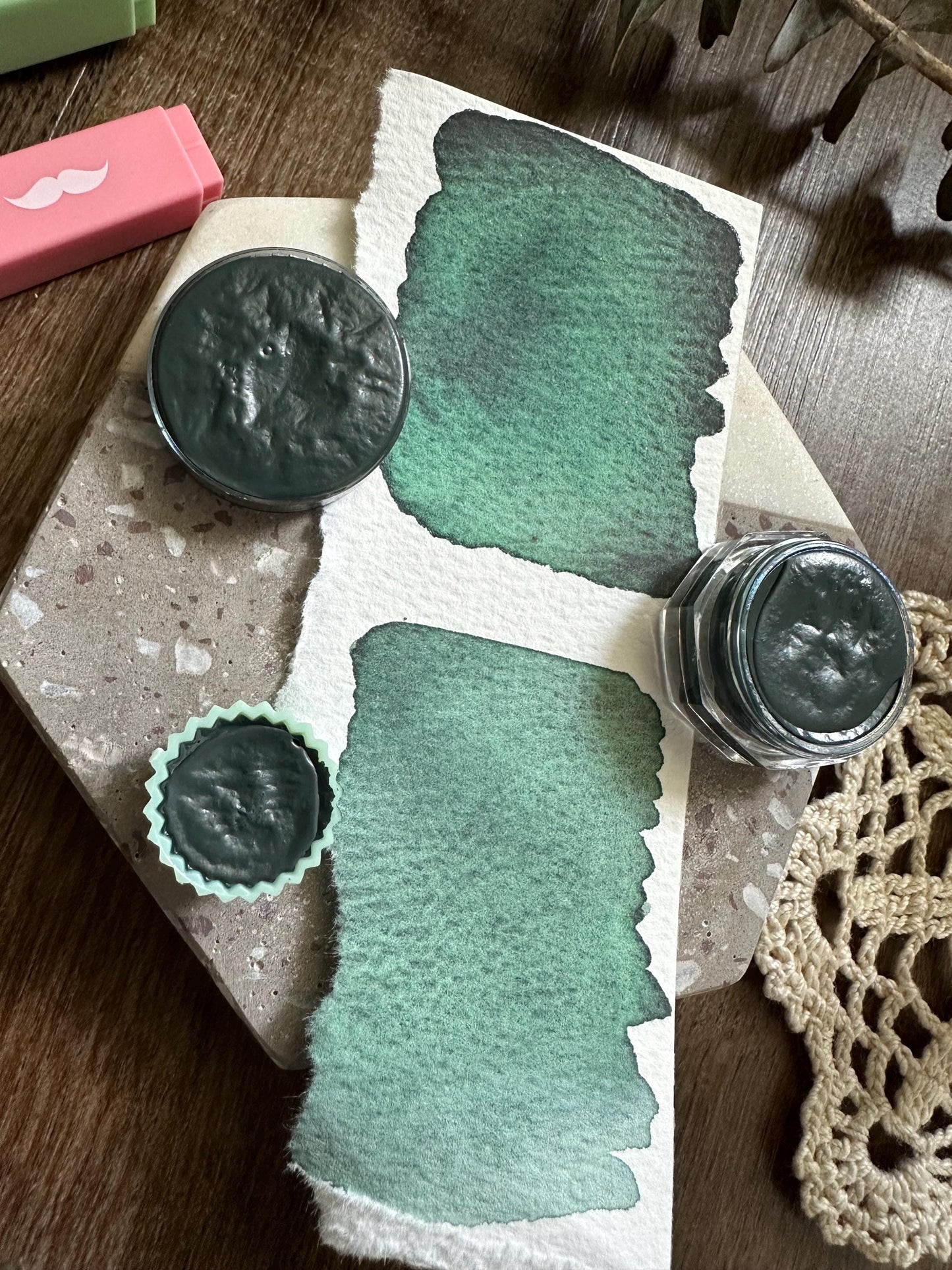 Moody Green | Handmade Watercolors | Handmade Paint | Calligraphy | Lettering | bottle cap paints