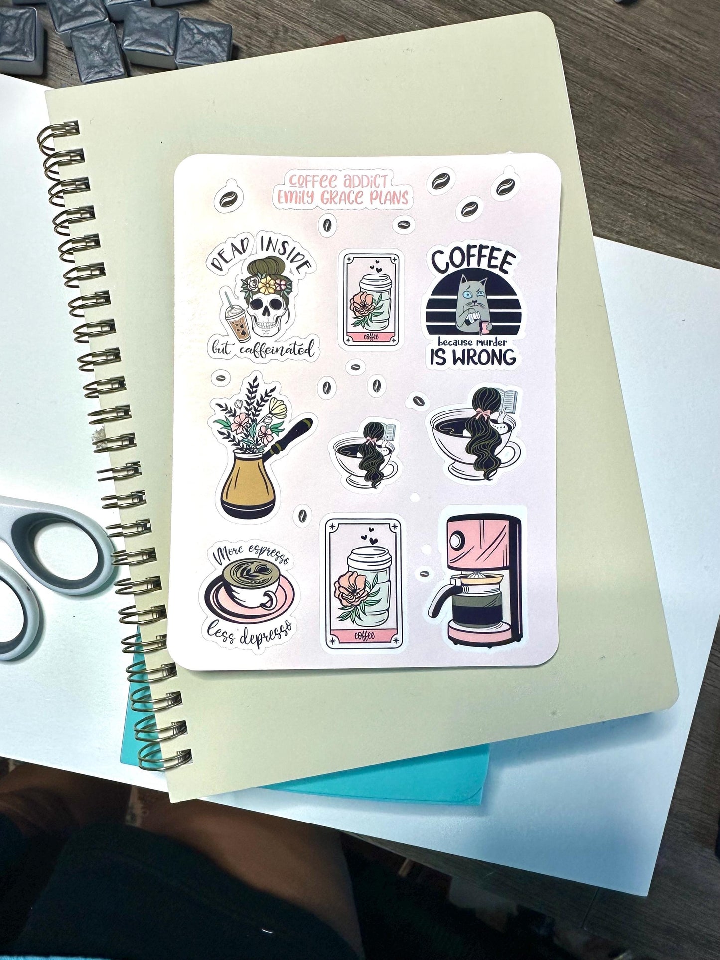 Coffee Lover - Coffee Sticker Sheet - Embrace Your Inner Coffee Lover! Planner stickers, planner embellishments, florals, dark humor