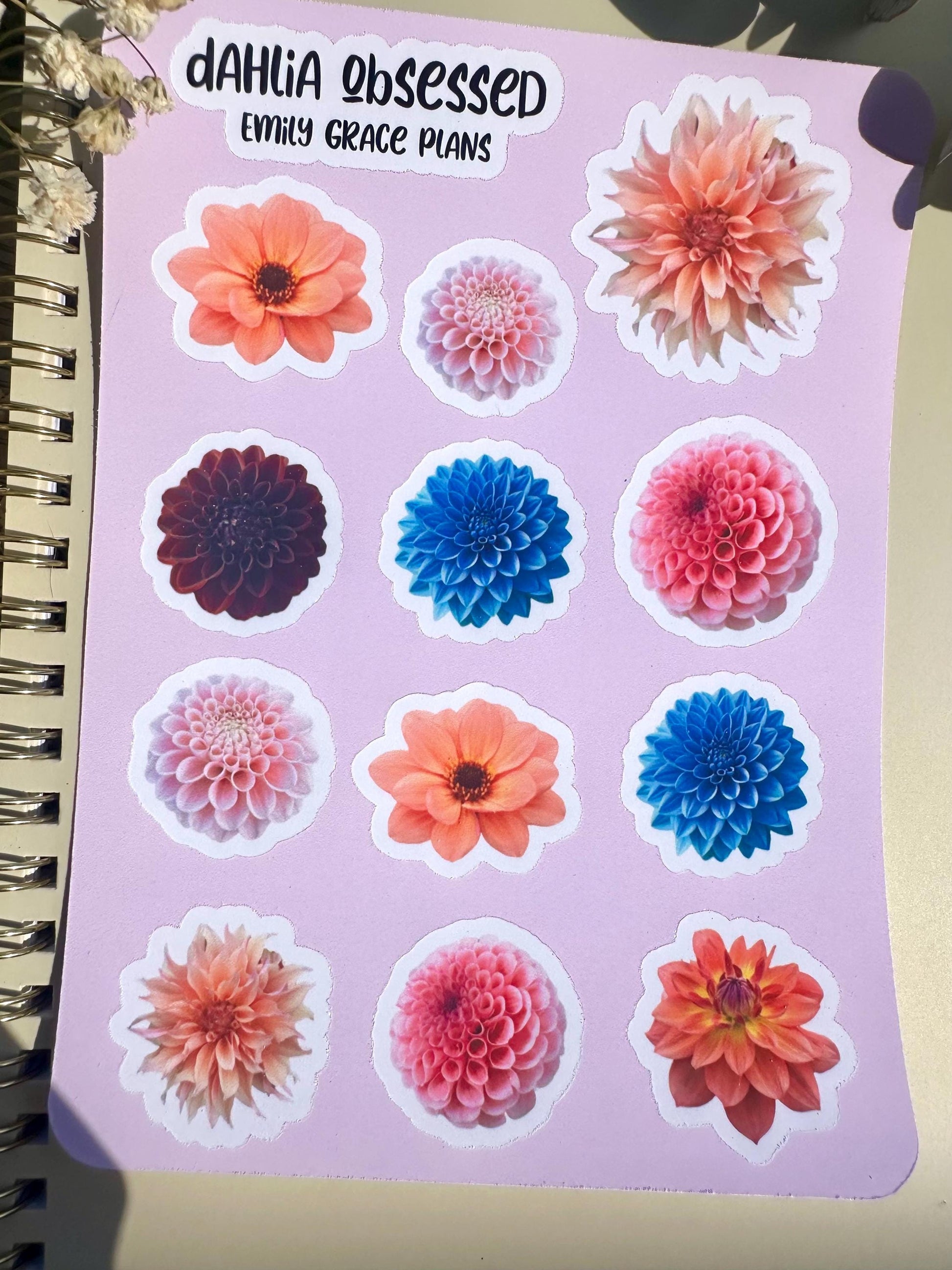 Dahlias - Flower Sticker Sheet - Embrace Your Inner Dahlia Lover! Planner stickers, planner embellishments, florals, bright sticker