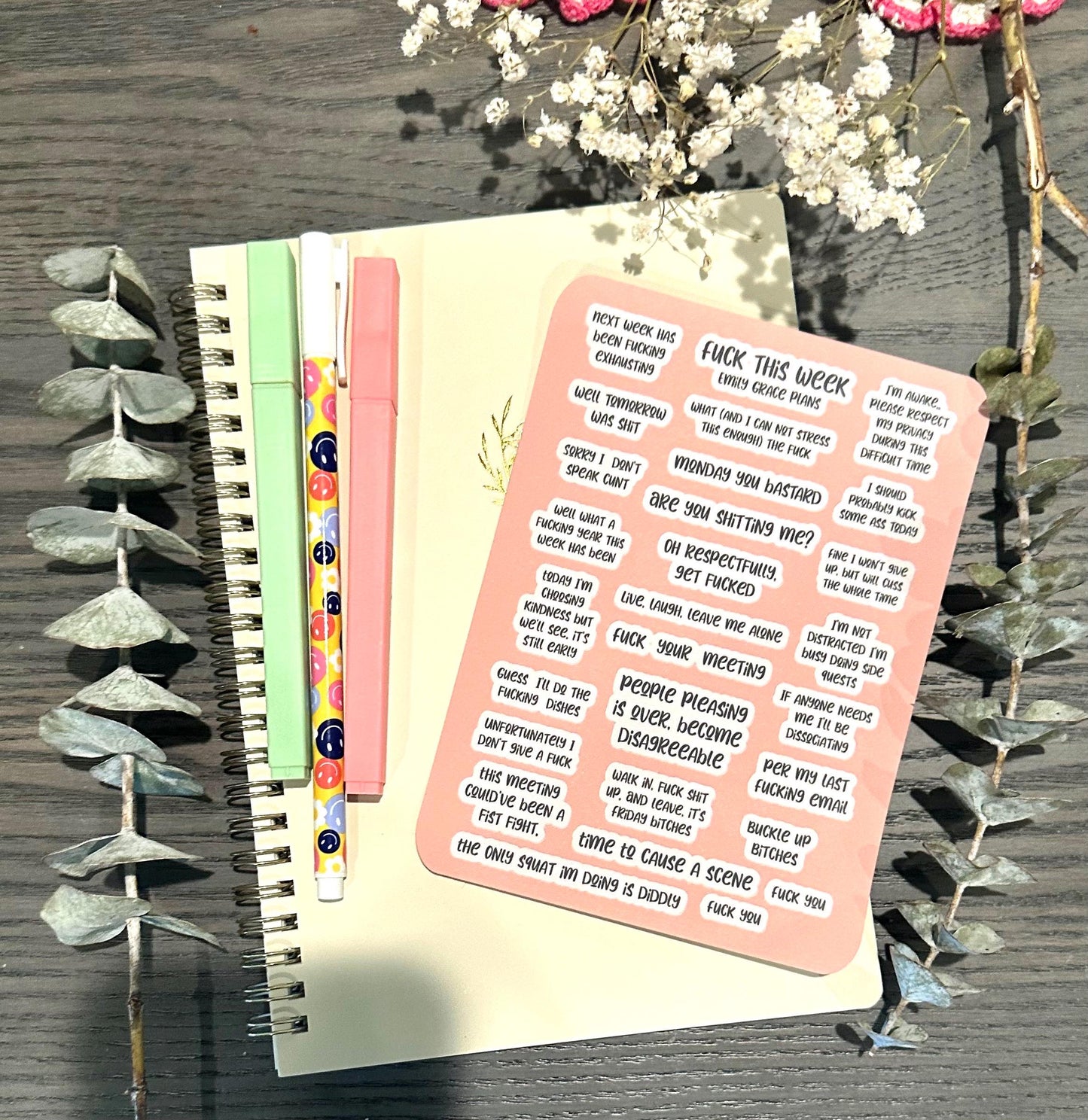 F*** This Week - Snarky Sticker Sheet - Embrace Your Inner Sass! Planner stickers, planner embellishments, curse words, dark humor