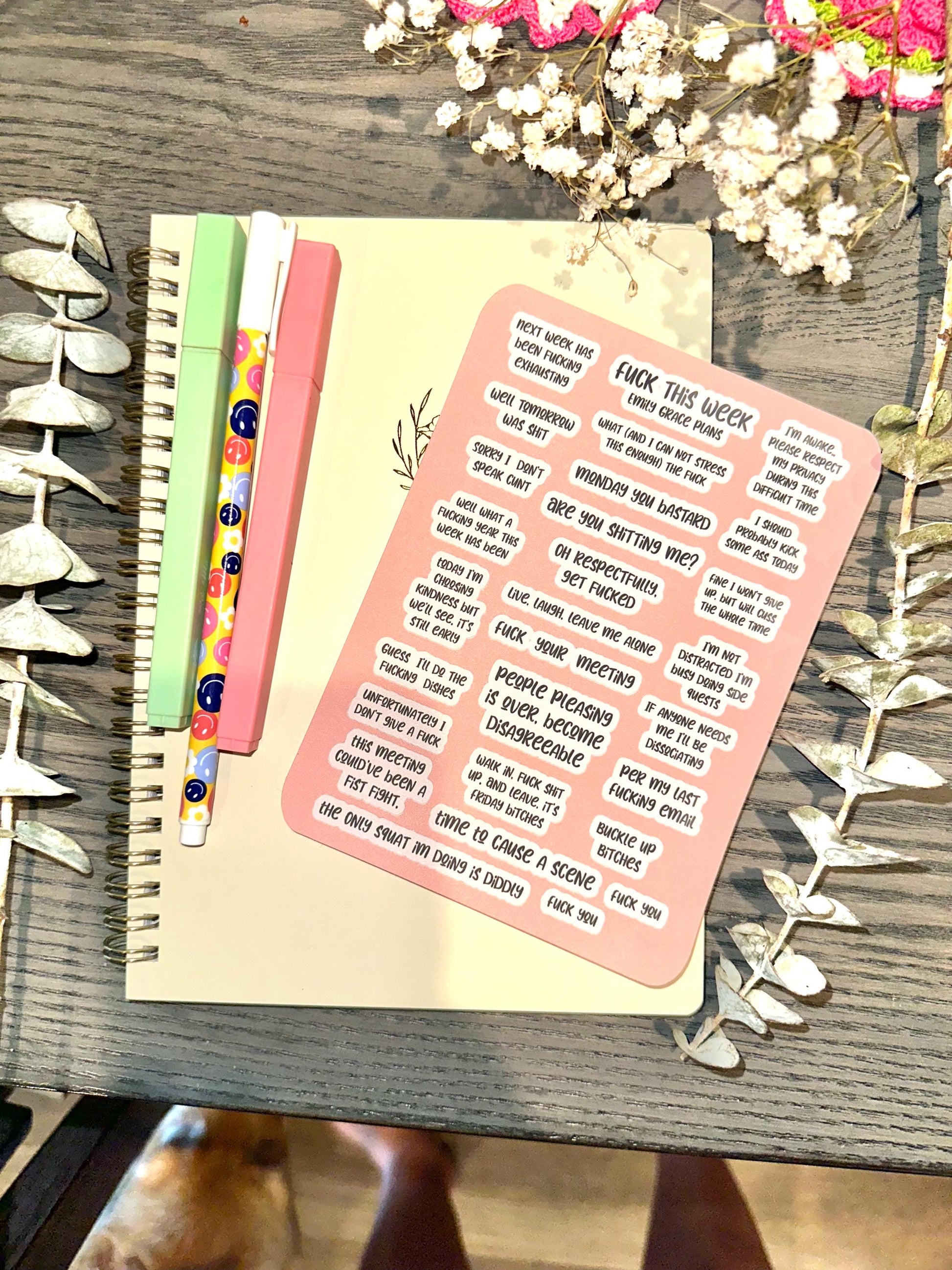 F*** This Week - Snarky Sticker Sheet - Embrace Your Inner Sass! Planner stickers, planner embellishments, curse words, dark humor
