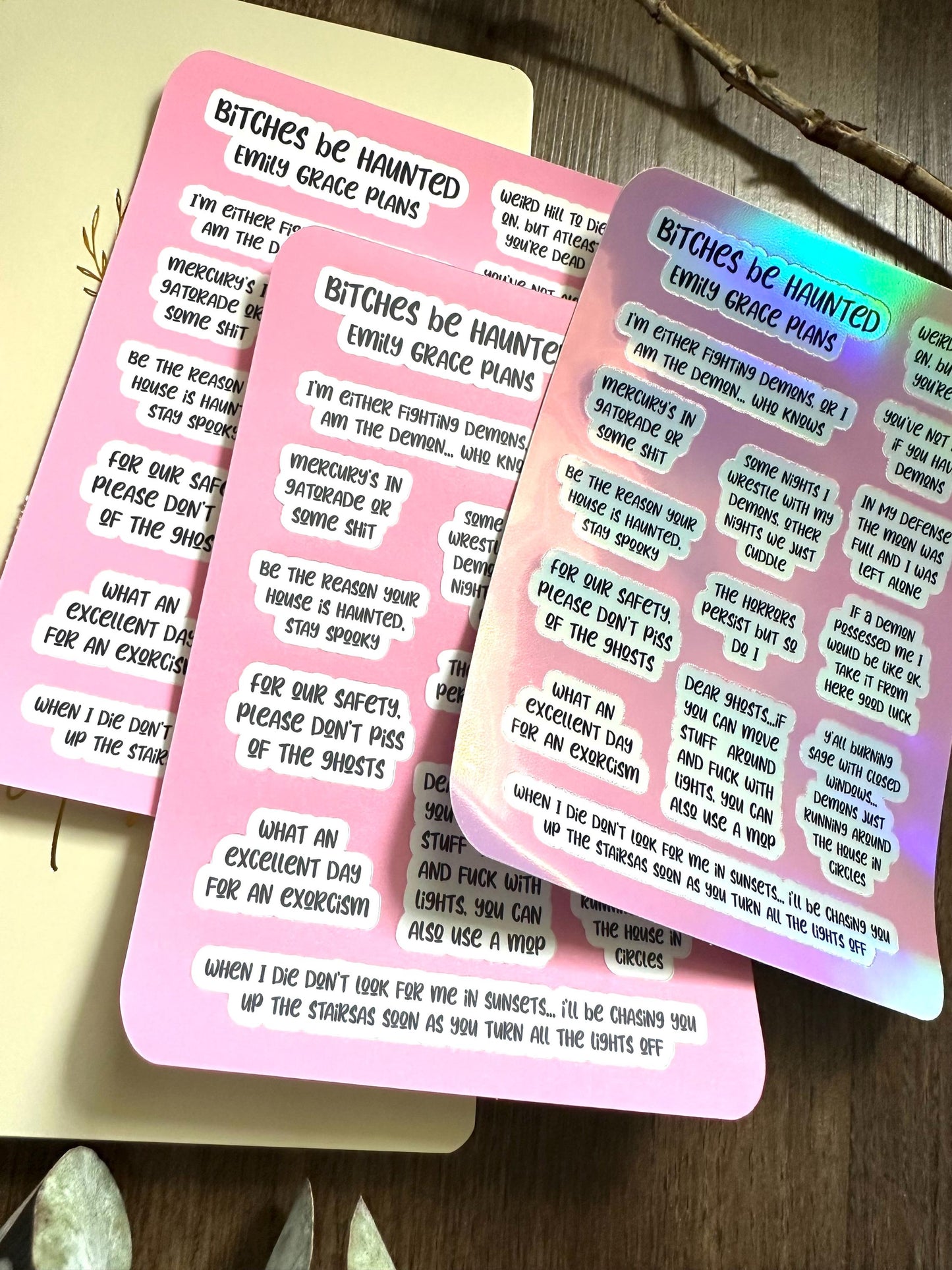 Bitches Be Haunted - Snarky Sticker Sheet - Embrace Your Inner Sass! Planner stickers, planner embellishments, curse words, dark humor