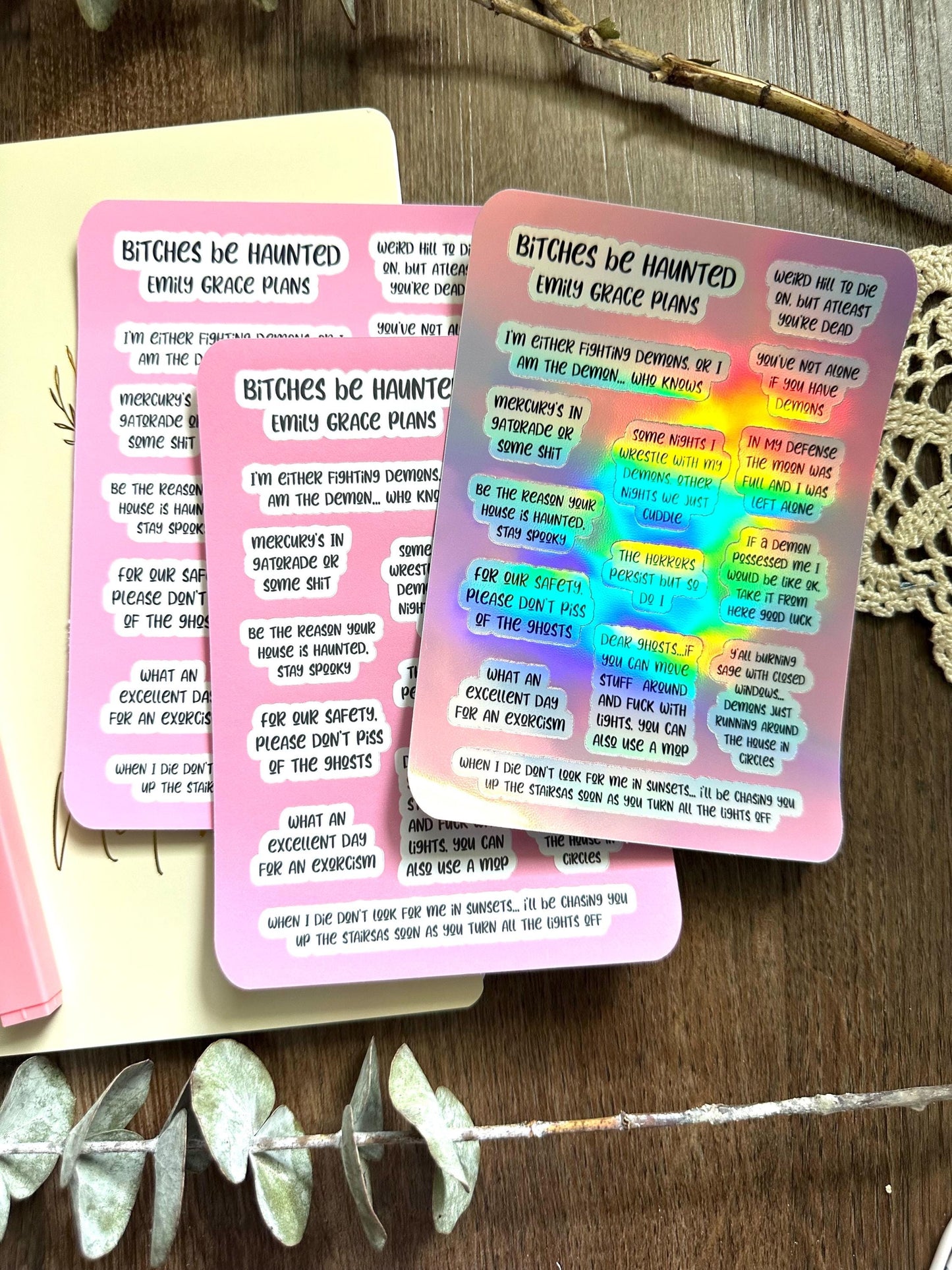 Bitches Be Haunted - Snarky Sticker Sheet - Embrace Your Inner Sass! Planner stickers, planner embellishments, curse words, dark humor