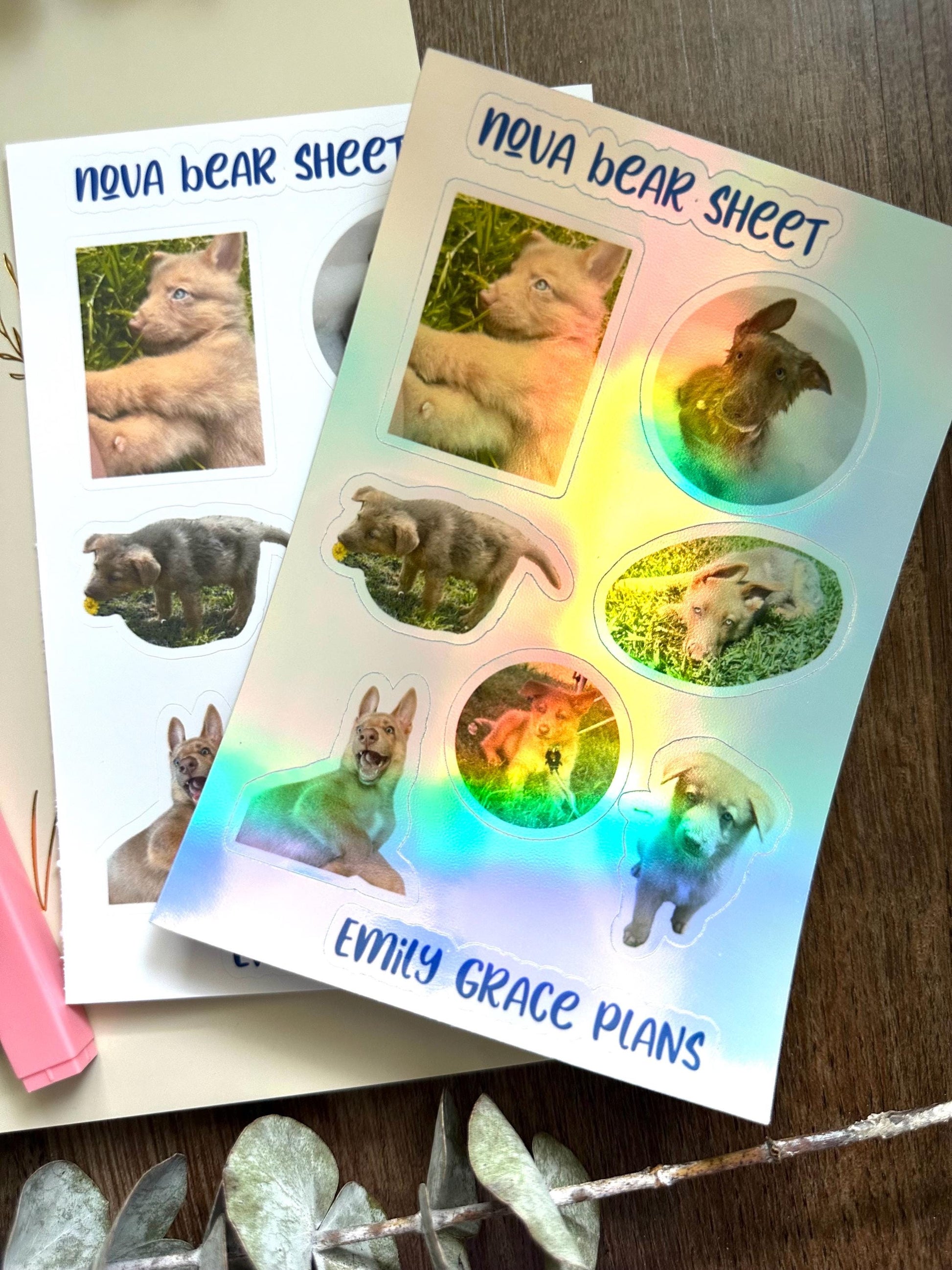 Nova Bear White Outline - Puppy Sticker Sheet - Embrace Your Inner Dog Mom! Planner stickers, planner embellishments, German Shepherd
