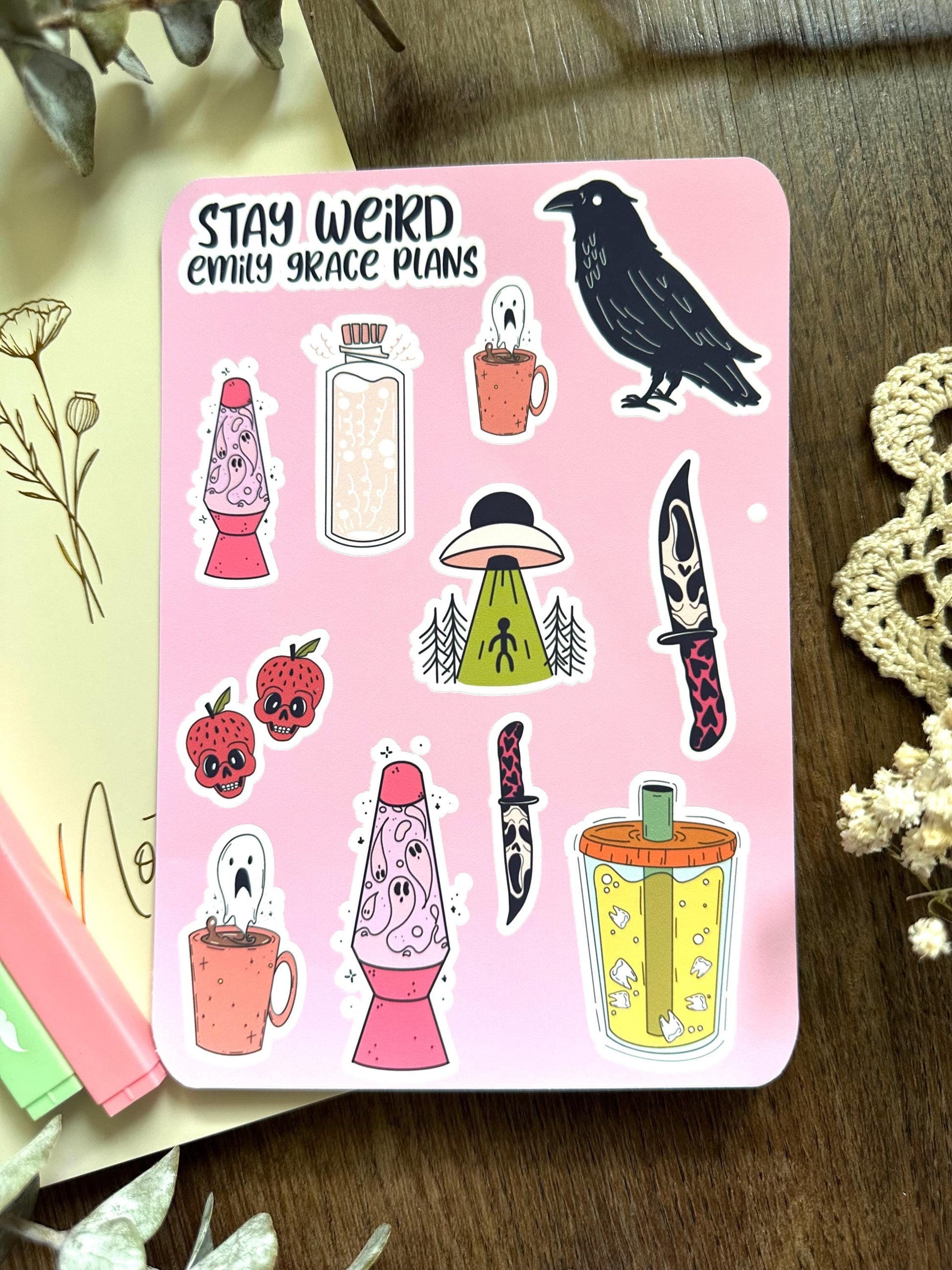 Stay Weird - Snarky Sticker Sheet - Embrace Your Inner Spooky Lover! Planner stickers, planner embellishments, curse words, dark humor