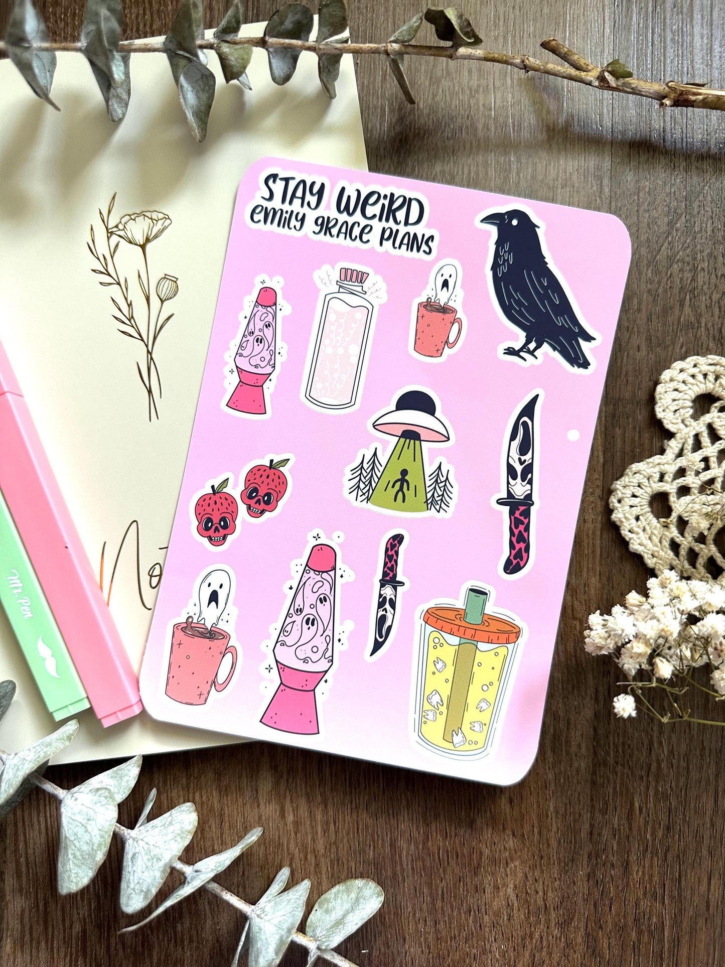 Stay Weird - Snarky Sticker Sheet - Embrace Your Inner Spooky Lover! Planner stickers, planner embellishments, curse words, dark humor