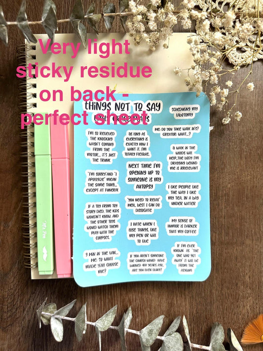 B GRADE Things not to say - Snarky Sticker Sheet Embrace Your Inner Sass! Planner stickers, planner embellishments, curse words, dark humor