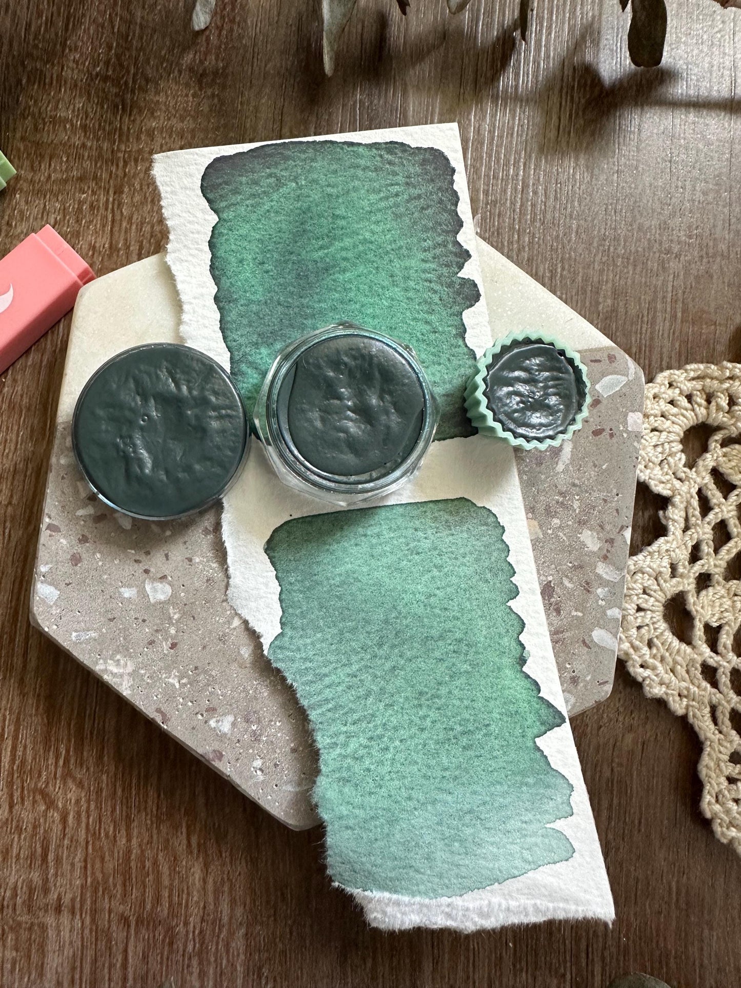 Moody Green | Handmade Watercolors | Handmade Paint | Calligraphy | Lettering | bottle cap paints