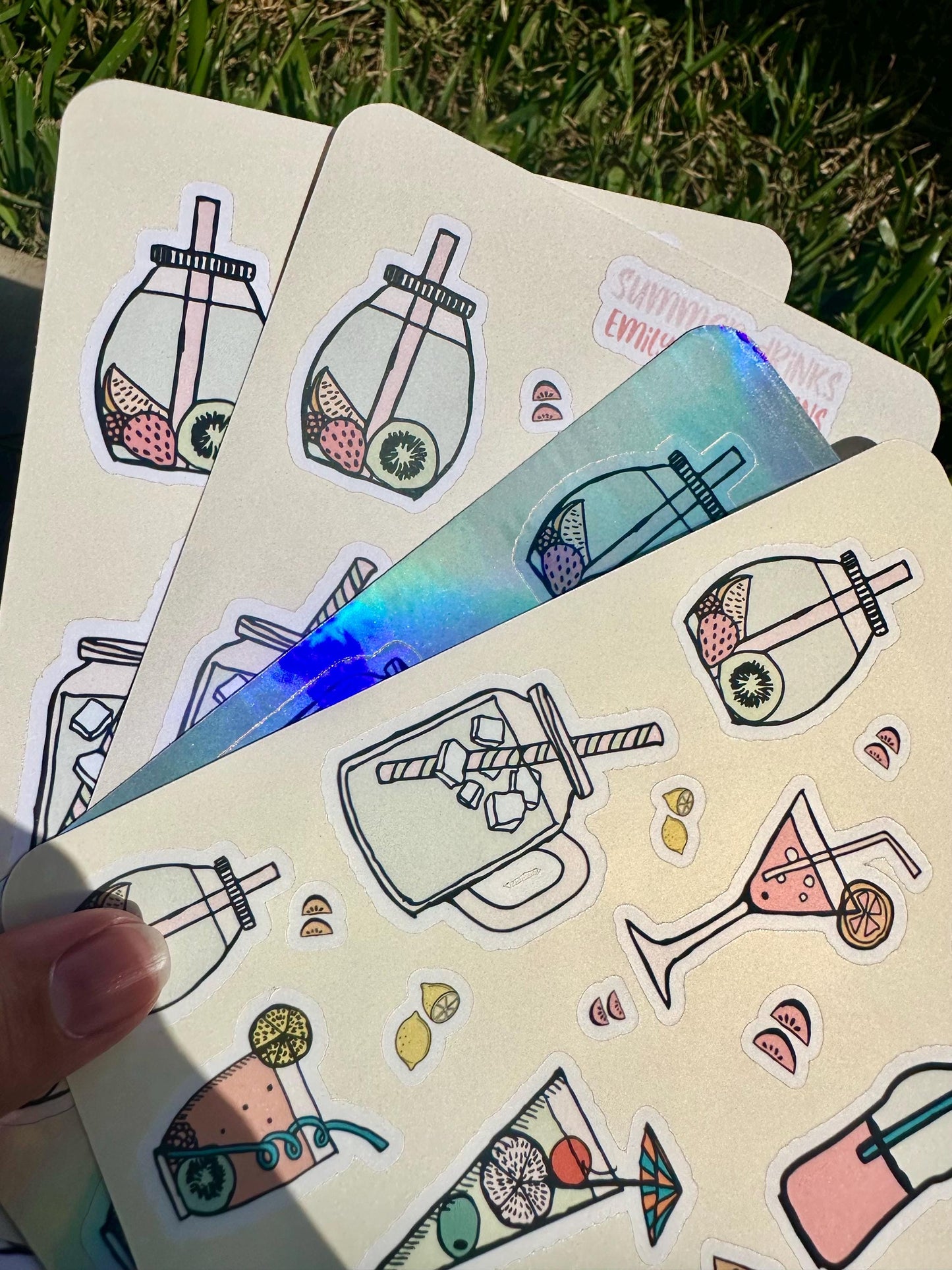 Summer Drinks - Summer Sticker Sheet - Embrace Your Inner Summer Lover! Planner stickers, planner embellishments, florals, bright sticker