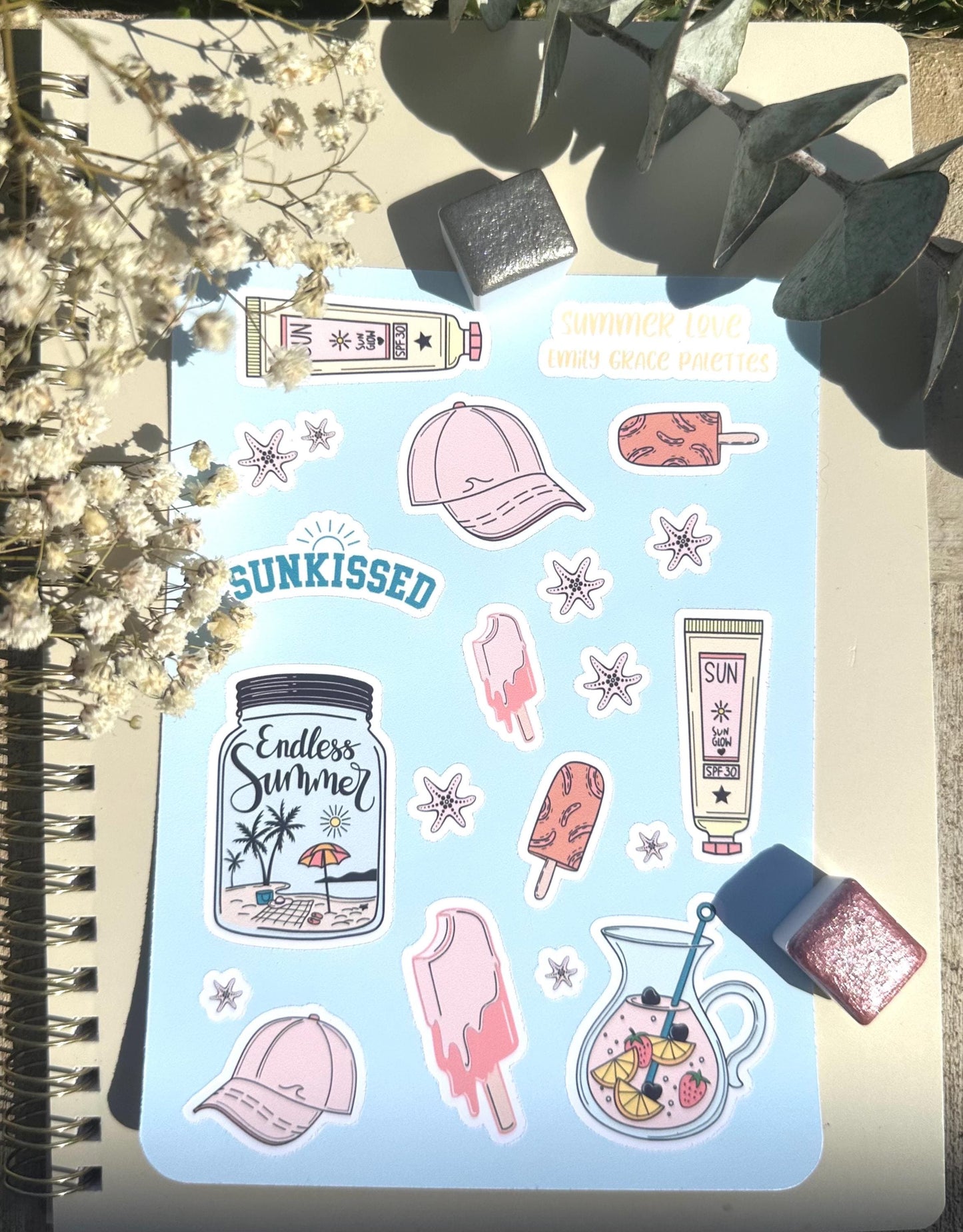 Summer Vibes - Summer Sticker Sheet - Embrace Your Inner Summer Lover! Planner stickers, planner embellishments, florals, bright sticker