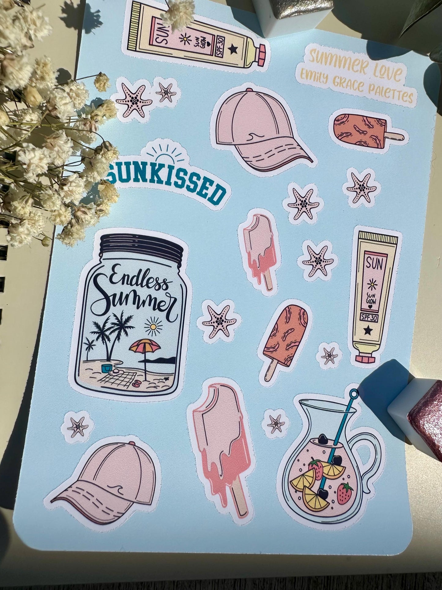Summer Vibes - Summer Sticker Sheet - Embrace Your Inner Summer Lover! Planner stickers, planner embellishments, florals, bright sticker