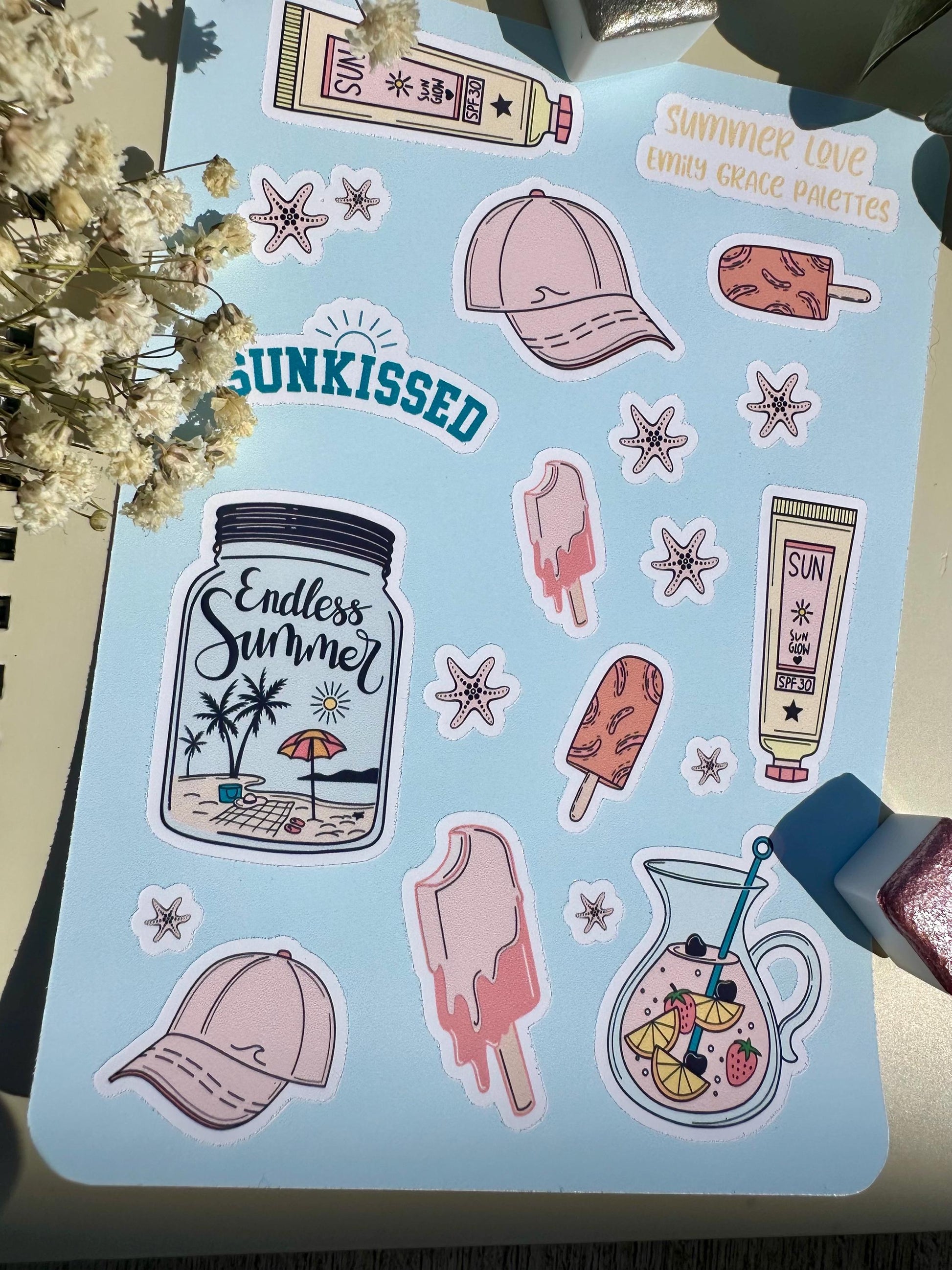 Summer Vibes - Summer Sticker Sheet - Embrace Your Inner Summer Lover! Planner stickers, planner embellishments, florals, bright sticker