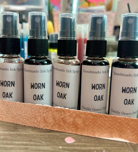 Worn Oak | Shimmer Spray | Handmade Ink | Calligrapby | Stencils | Handmade Cards| Watercolor Art | Colorshift Ink | Shimmer Ink