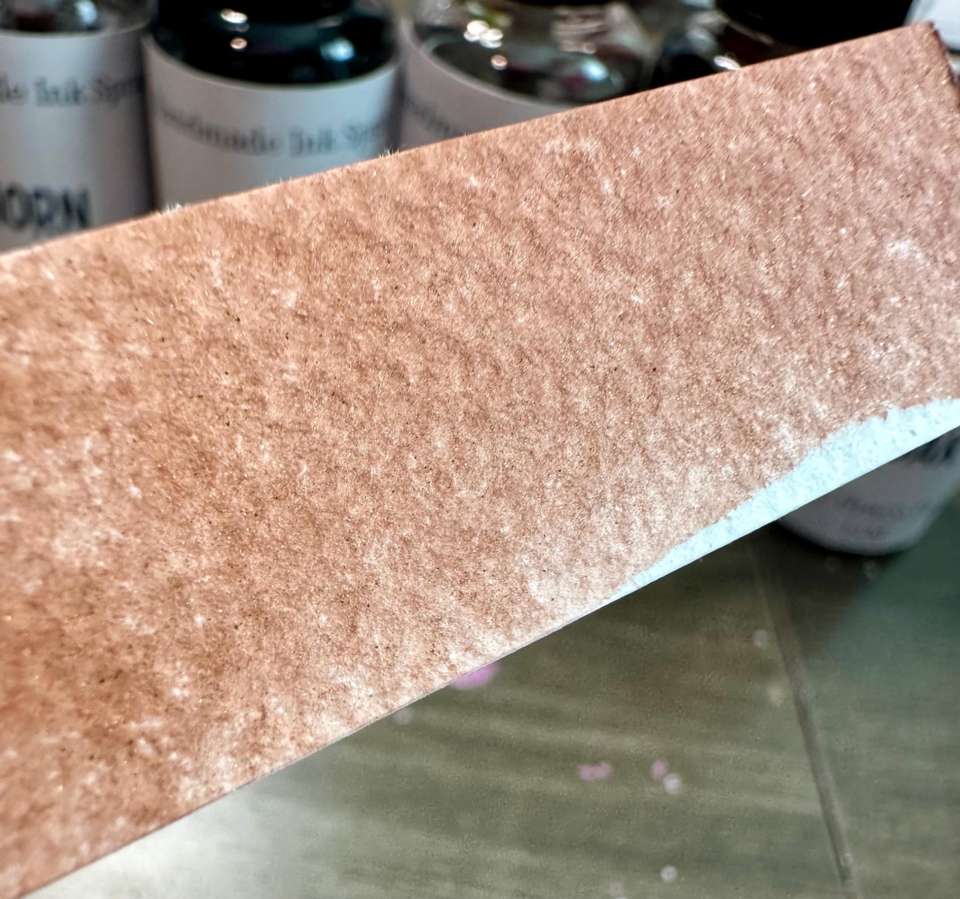 Worn Oak | Shimmer Spray | Handmade Ink | Calligrapby | Stencils | Handmade Cards| Watercolor Art | Colorshift Ink | Shimmer Ink