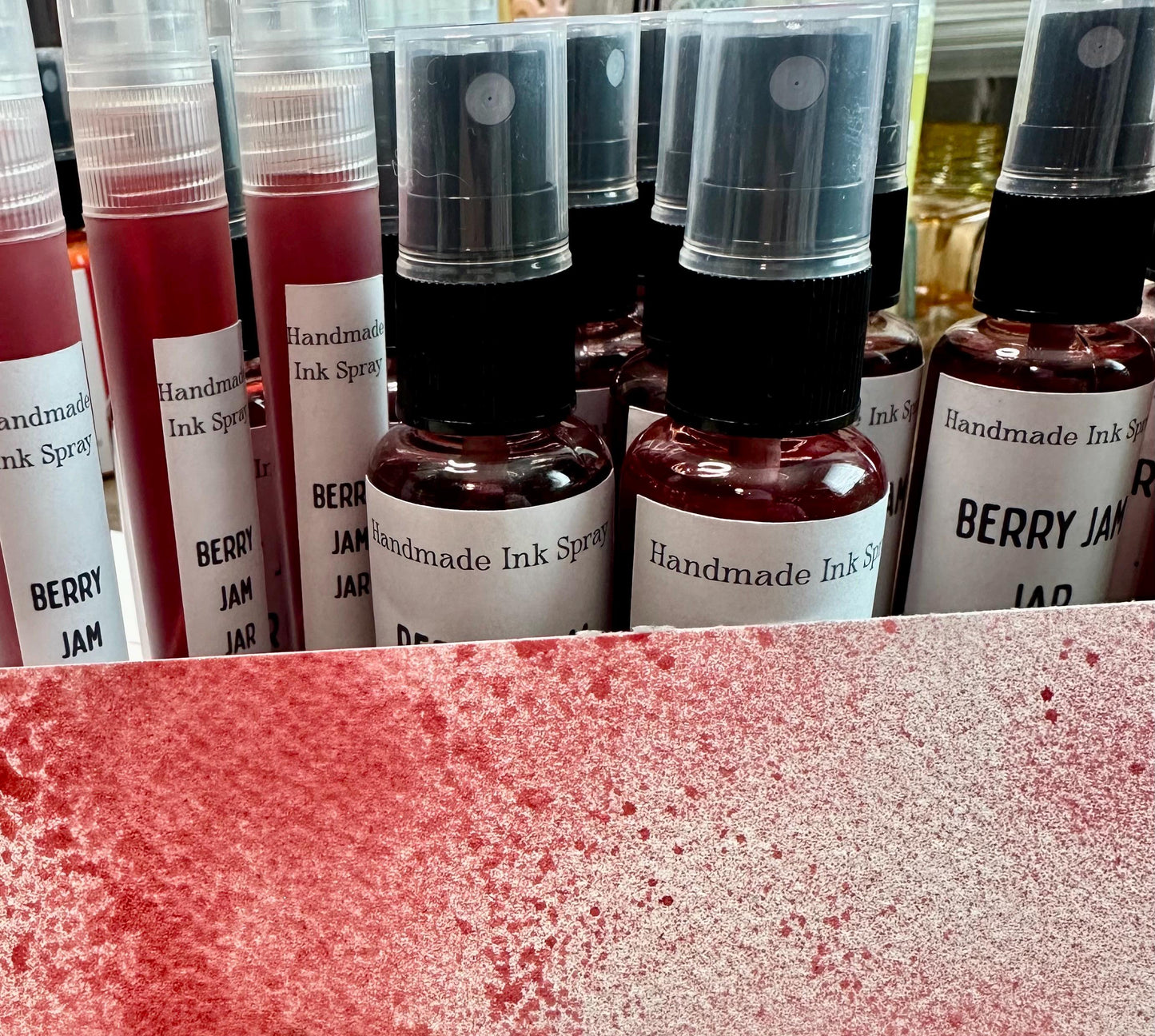 Berry Jam Jar | Shimmer Spray | Handmade Ink | Calligrapby | Stencils | Handmade Cards| Watercolor Art | Colorshift Ink | Shimmer Ink
