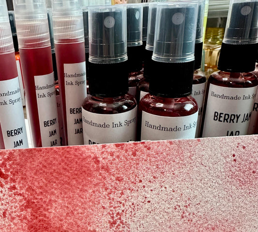 Berry Jam Jar | Shimmer Spray | Handmade Ink | Calligrapby | Stencils | Handmade Cards| Watercolor Art | Colorshift Ink | Shimmer Ink
