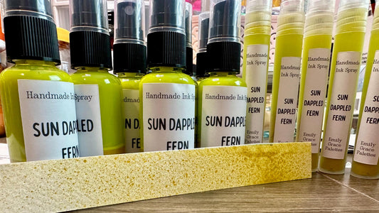 Sun Dappled Fern | Shimmer Spray | Handmade Ink | Calligrapby | Stencils | Handmade Cards| Watercolor Art | Colorshift Ink | Shimmer Ink