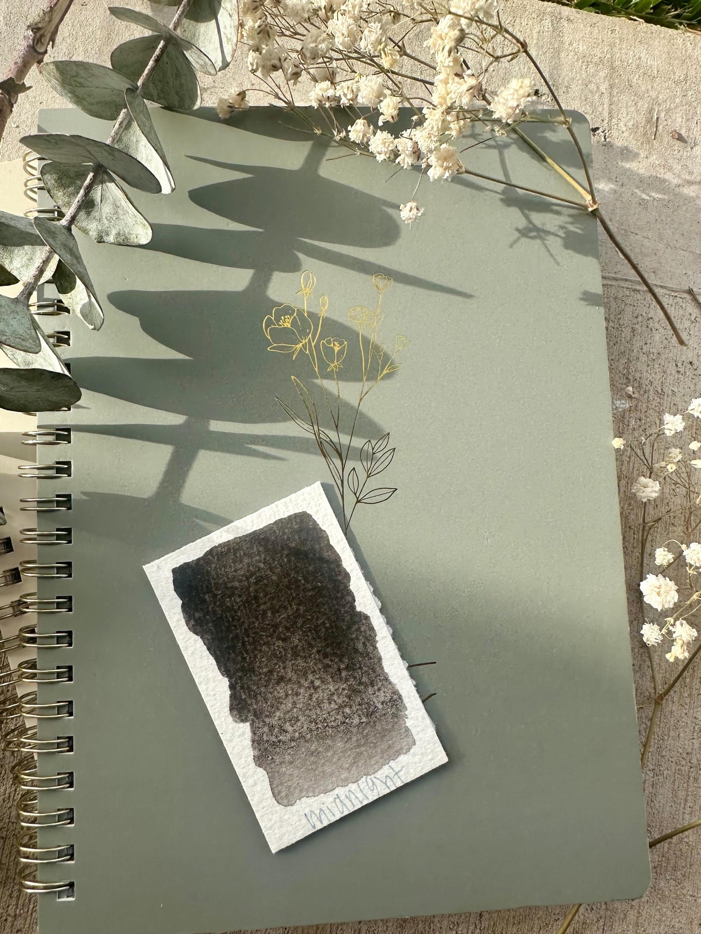 Midnight | Handmade Watercolors | Brown Black | Handmade Cards | Watercolor Florals | Matte Pigment | Half Pans