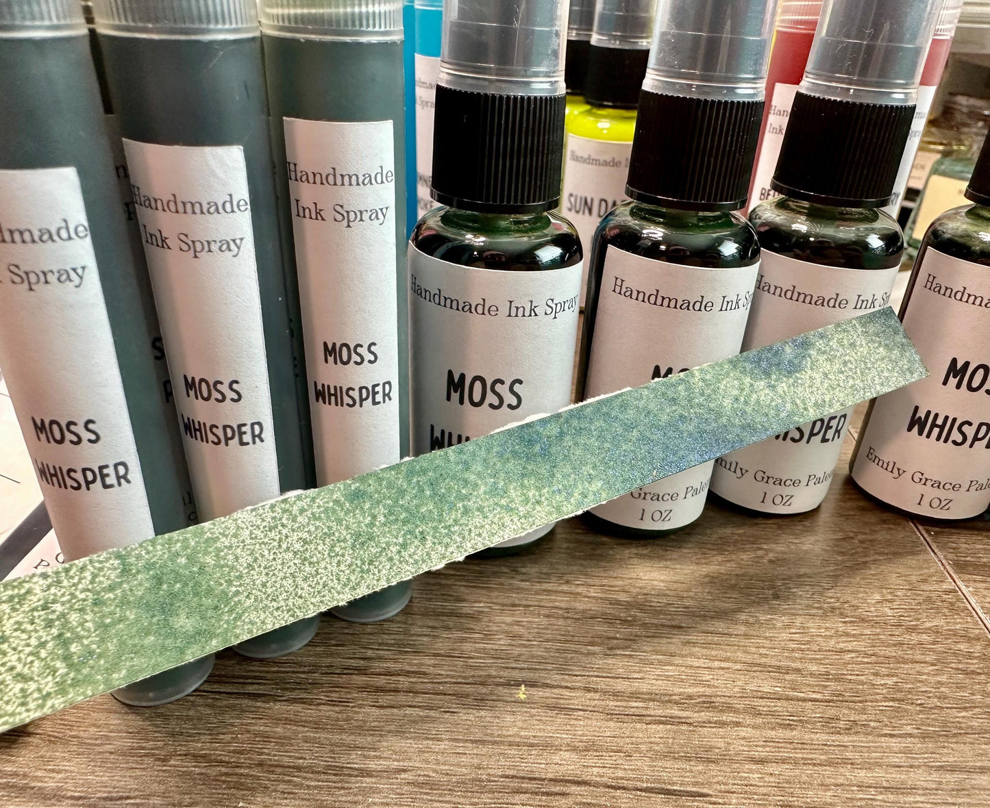 Moss Whisper | Shimmer Spray | Handmade Ink | Calligrapby | Stencils | Handmade Cards| Watercolor Art | Colorshift Ink | Shimmer Ink